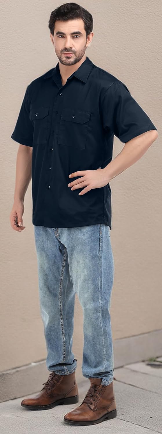 NY Threads Men's Work Shirt Two Pockets Short Sleeve Durable Work Wear - Image 7