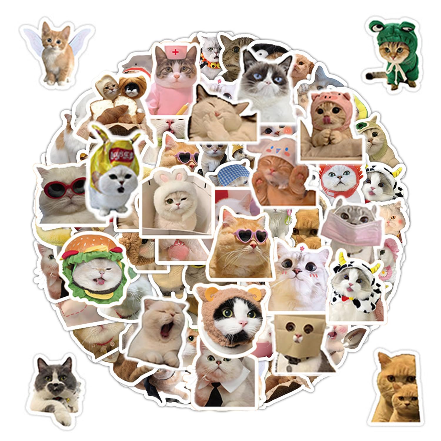 UBSIUH 200 Cat Stickers, Cute Animal Stickers, Fun Stickers, Decorate Diaries, Water Bottles, Suitcases.