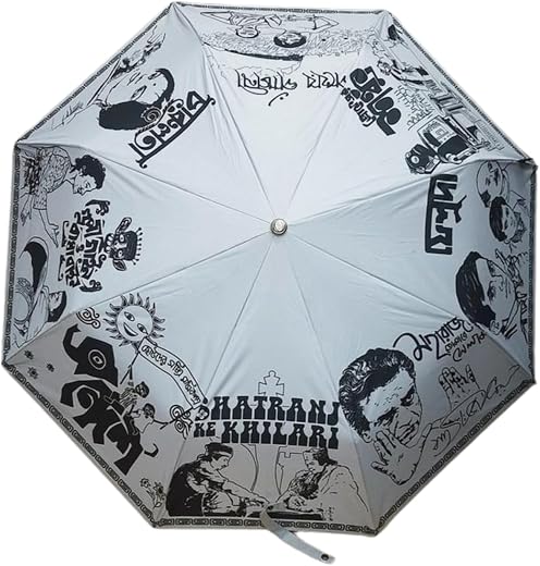 Mohendra Dutt and Sons, 3 fold, 23 inch, Black and White Printed, UV rays protected umbrella, Specially designed for the f...