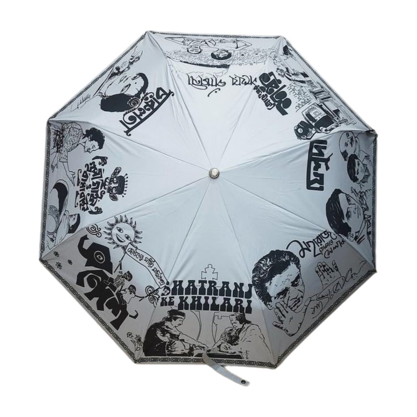 3 fold, 21.5 inch, Black and White Printed, UV rays protected umbrella, Specially designed for the fans of SATYAJIT RAY-image-34