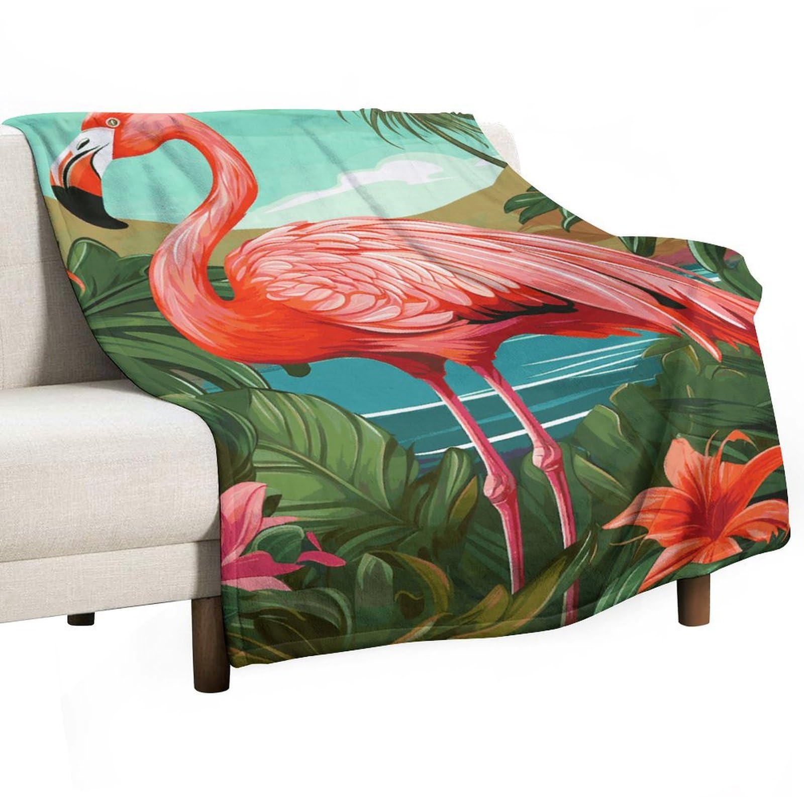 Plaid flamant rose en flanelle pour vos pique-niques, voyages et campings