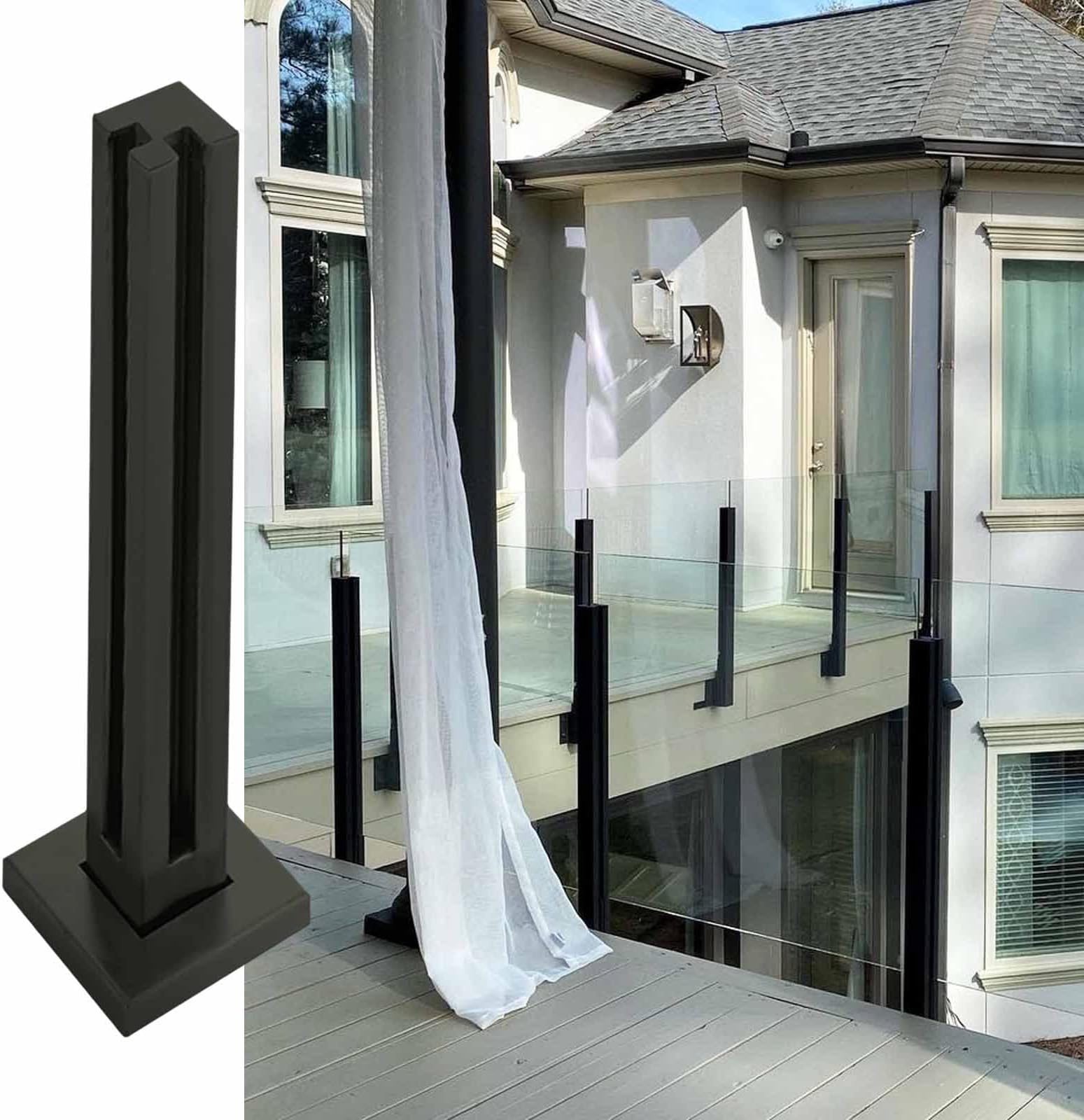 Deck Railing Post System, Hallway Balustrade Railing Post, Interior Exterior Platform Loft Staircase Pool Fence Column, Stainless Steel Glass Clip for Balustrade Balcony Deck Stairs ( Color : Corner P