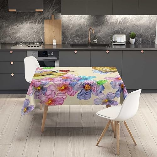 Miniatura 2 de Mantel rectangular decorativo de pájaros y flores para mesa, 54 x 72 pulgadas