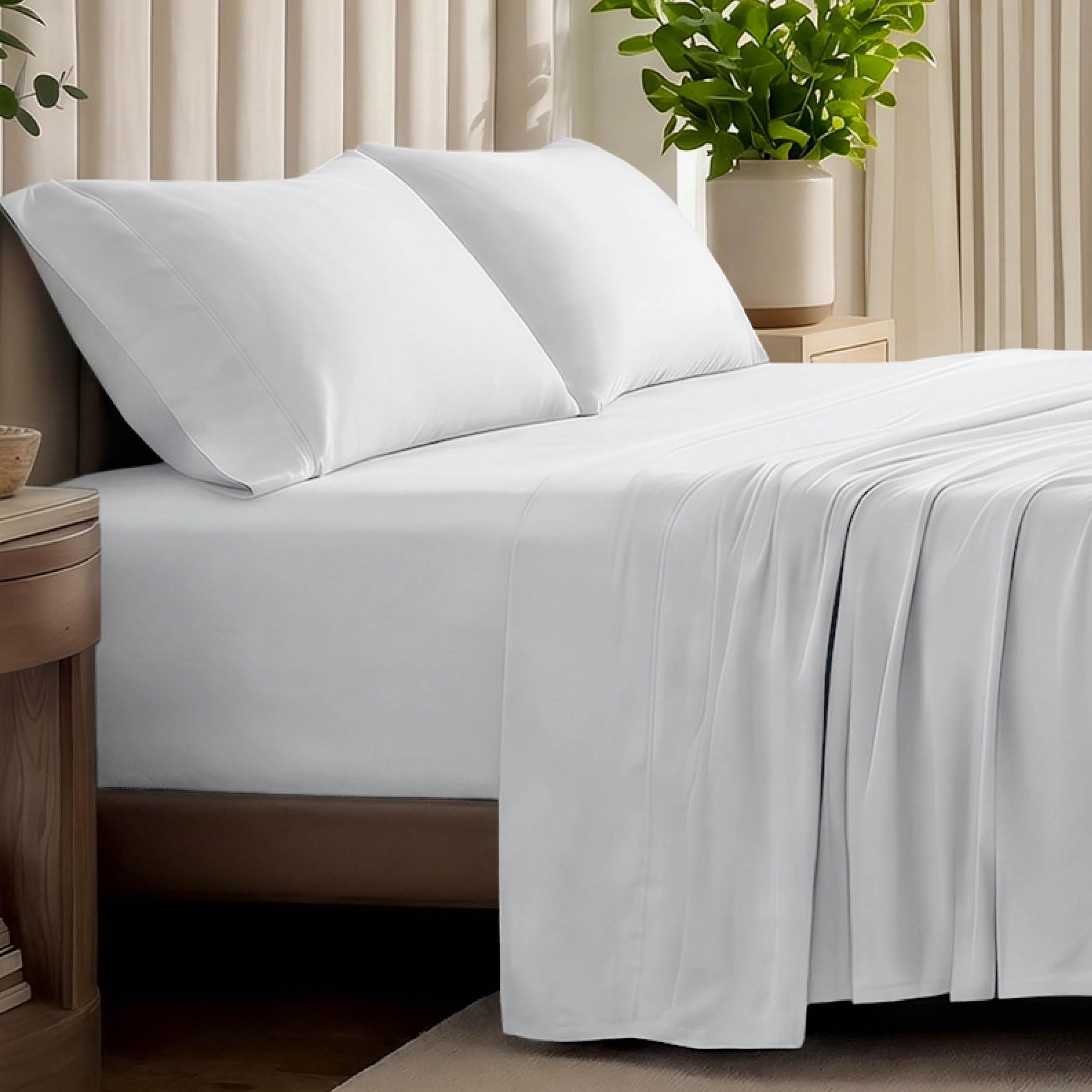Bare Home 100% Organic Cotton Jersey Sheet Set Ultra Soft 100% Cotton - Sheet Set & Pillowcase - Deep Pocket Bed Sheets Twin White product thumbnail 2