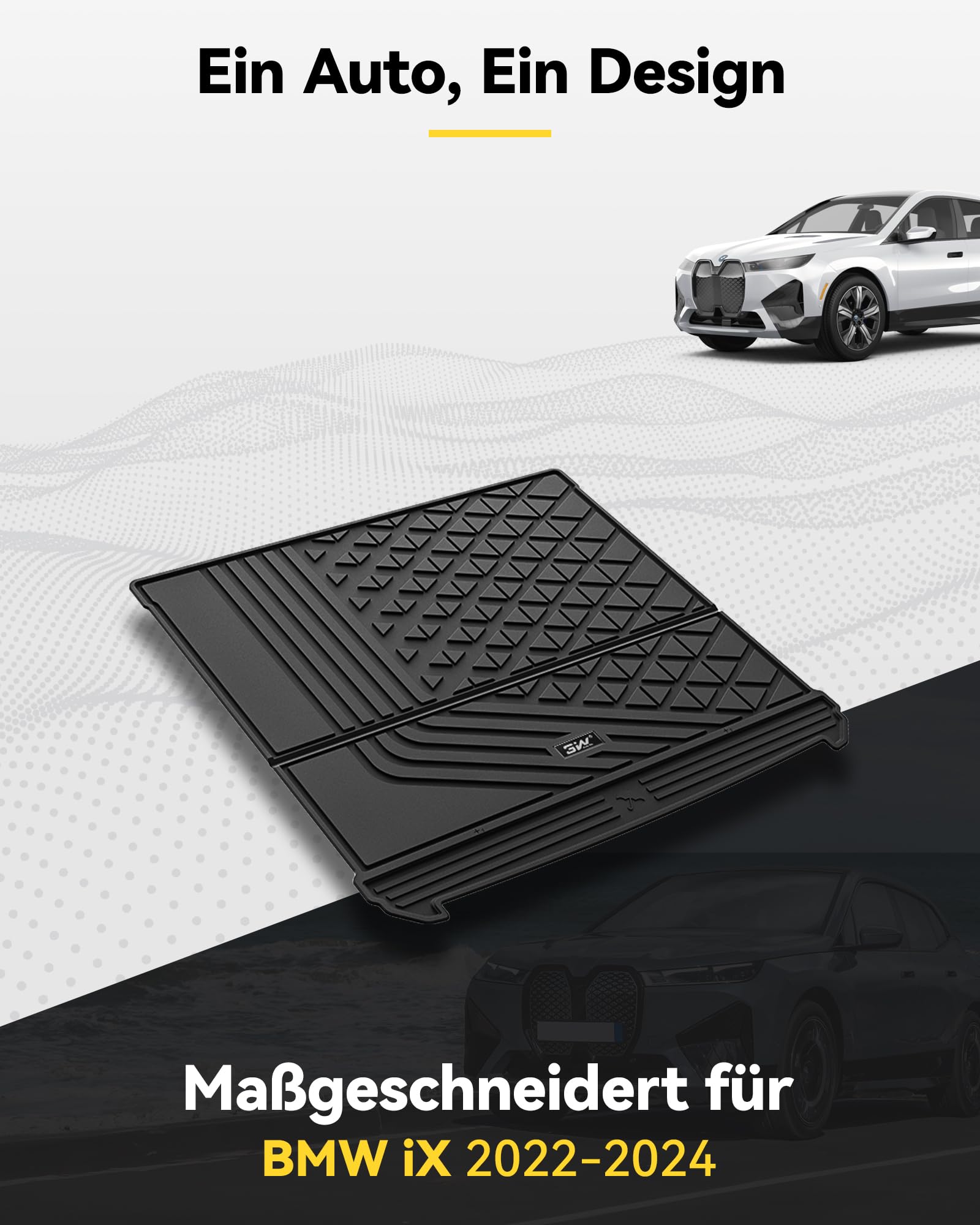 3W Kofferraumwanne für BMW iX i20 2022-2025 2026 | TPE Thorex™ Allwetter | 3D Maßgeschneiderte Passform | Hundefreundlich Auto Zubehör | Wasserdicht & Kratzfest | Antirutsch