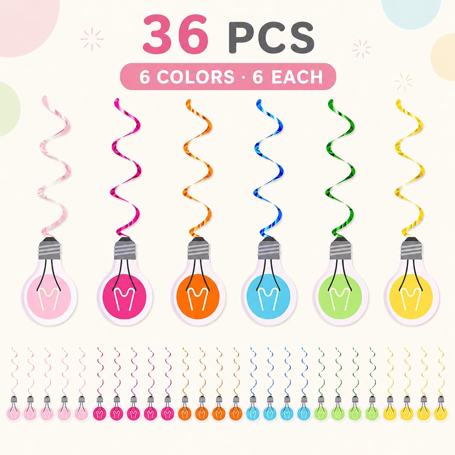 VBS Party Decorations Light Bulb Spiral Hanging Decorations, 36 Pcs