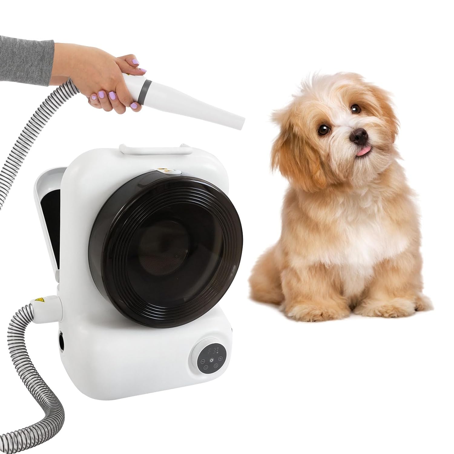 Professional Pet Grooming Kit: 763W Dog Dryer & Vacuum with Clipper, 5 Attachments | Adjustable Heat (86-158°F), Low Noise (<75dB) | Safe Blower for Dogs Cats