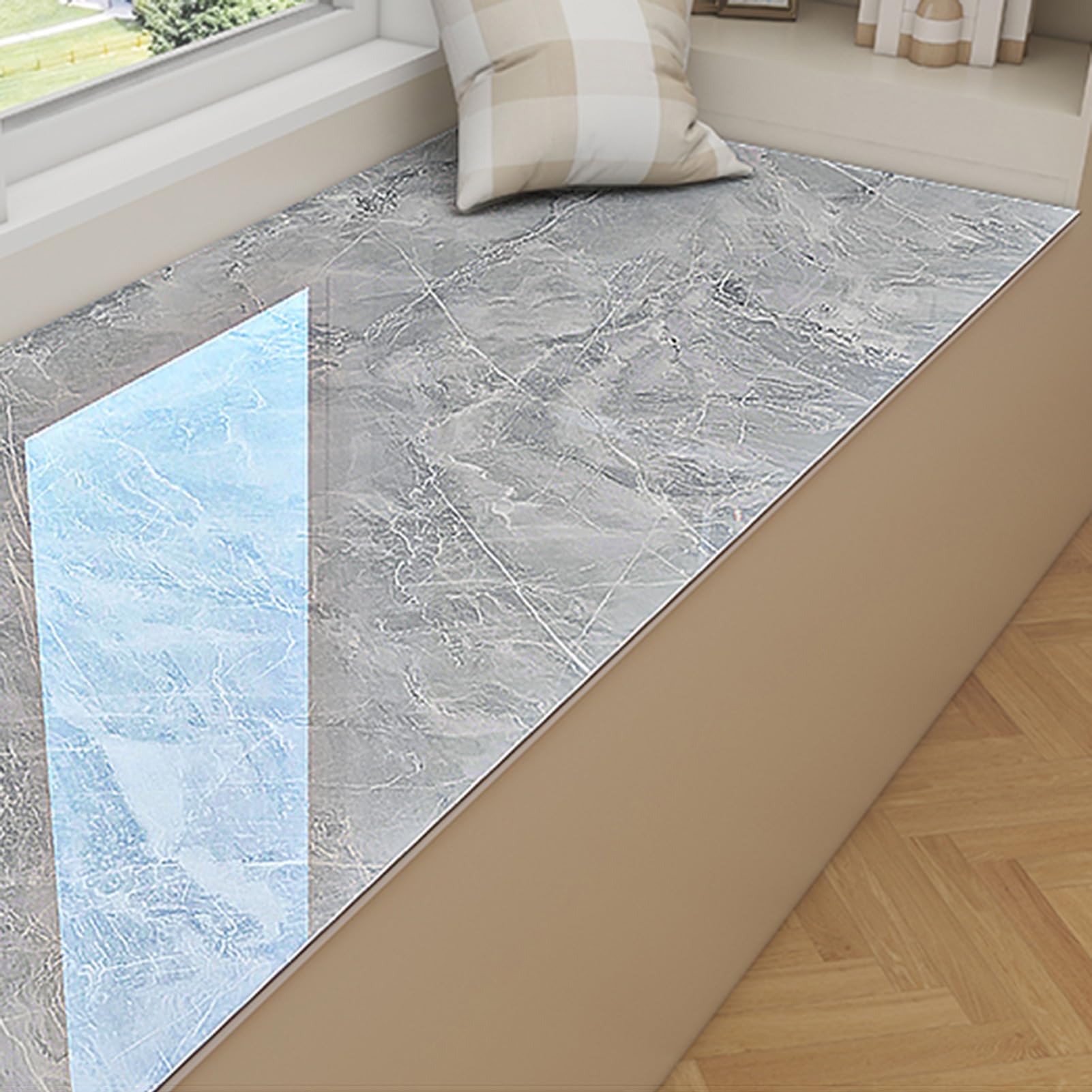 Dailify Self-adhesive Bay Window Sticker Marble Style, Indoor Window Sill Replacement Wallpaper Peel & Stick, PVC Window Sills Cover Protector(Style F,300x120cm (9.8x3.9ft))