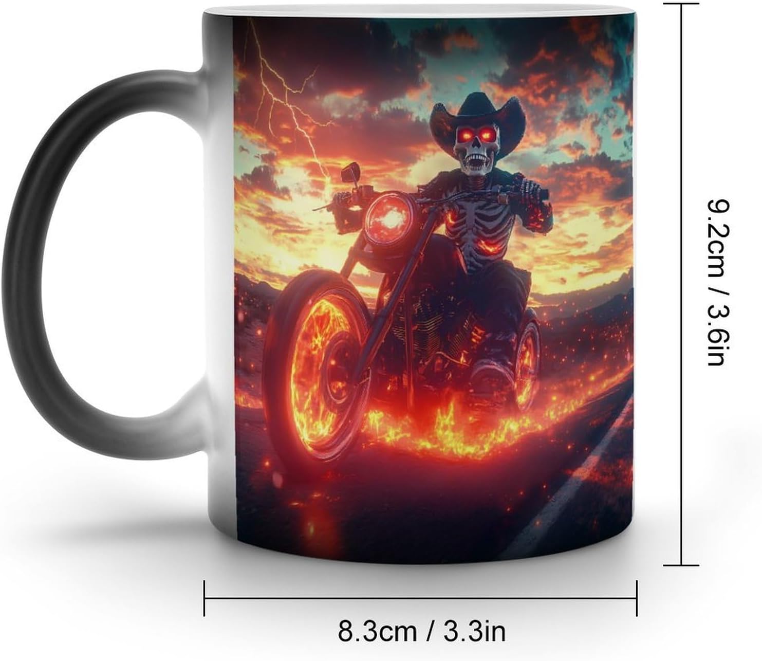Skeleton Motorcross Fire Funny Color Changing Coffee Mug Ceramic Magic Cup Personalized Discoloration Tea Mugs