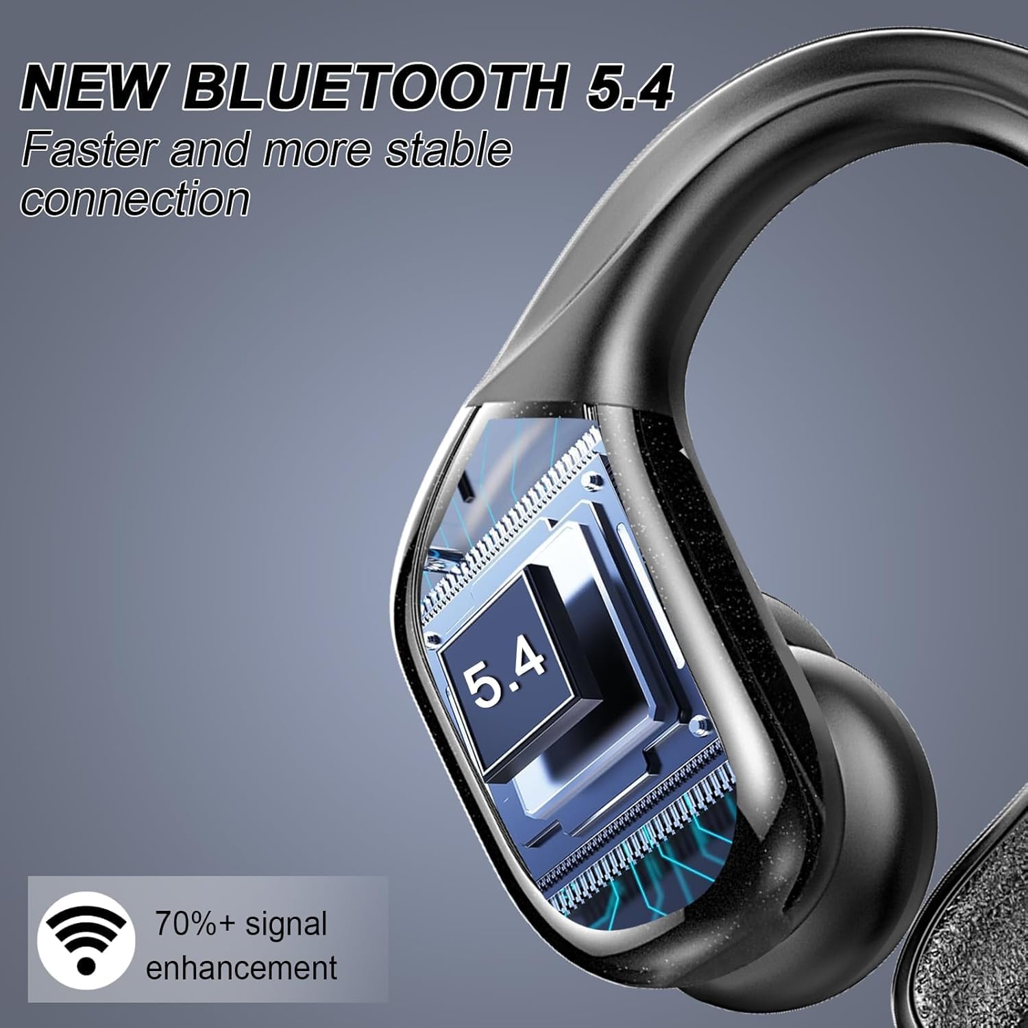 Auriculares Bluetooth Inalámbricos Deportes, 75Hrs Auriculares Bluetooth 5.4 con Estéreo HiFi 3D, 4 ENC Reducción de Ruido Micrófono Auricular Inalámbrico USB-C Carga, Impermeable IP7 Auriculares