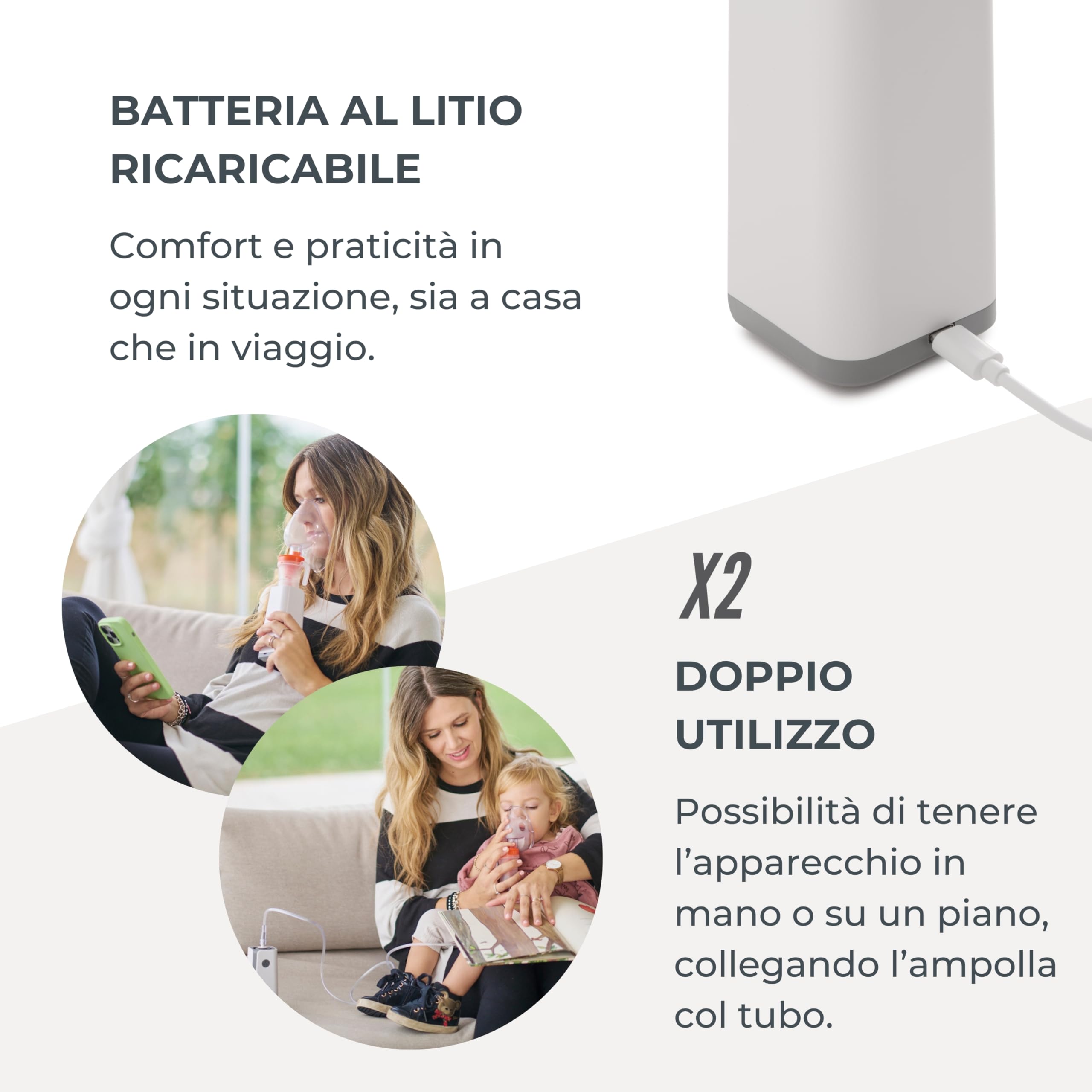 Nuvita 5030 Aerosol a Pistone Portatile con Batteria Ricaricabile – Efficiente, Silenzioso e Conveniente per Casa e Viaggi