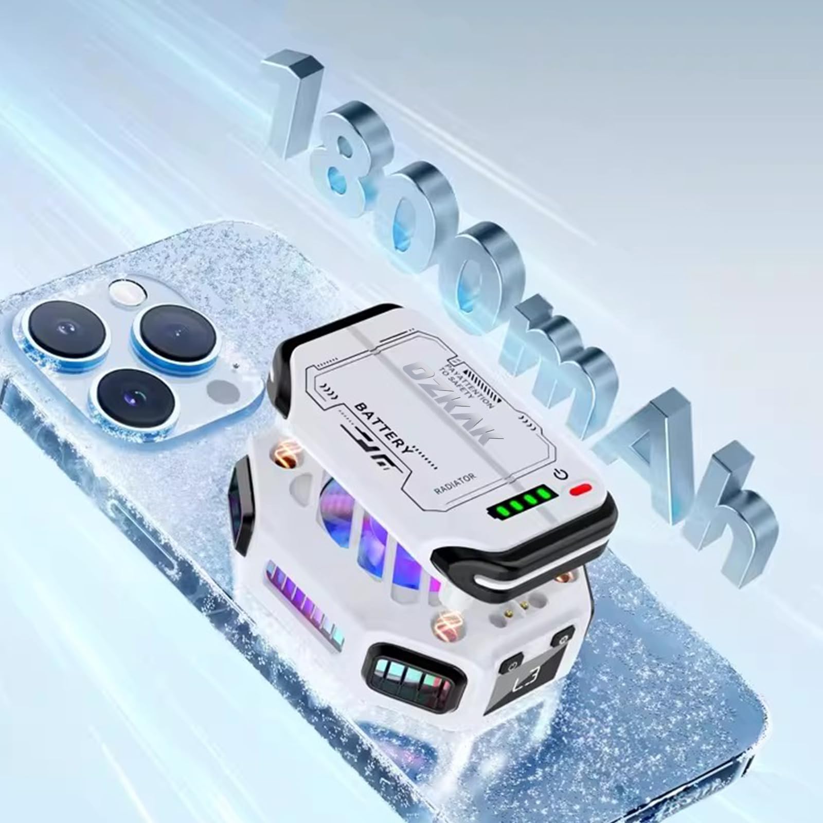 Ventilateur de Refroidissement pour Smartphone Telephone Portable Dissipateur de Chaleur de Semi-conducteurs iOS/Android, Blanc