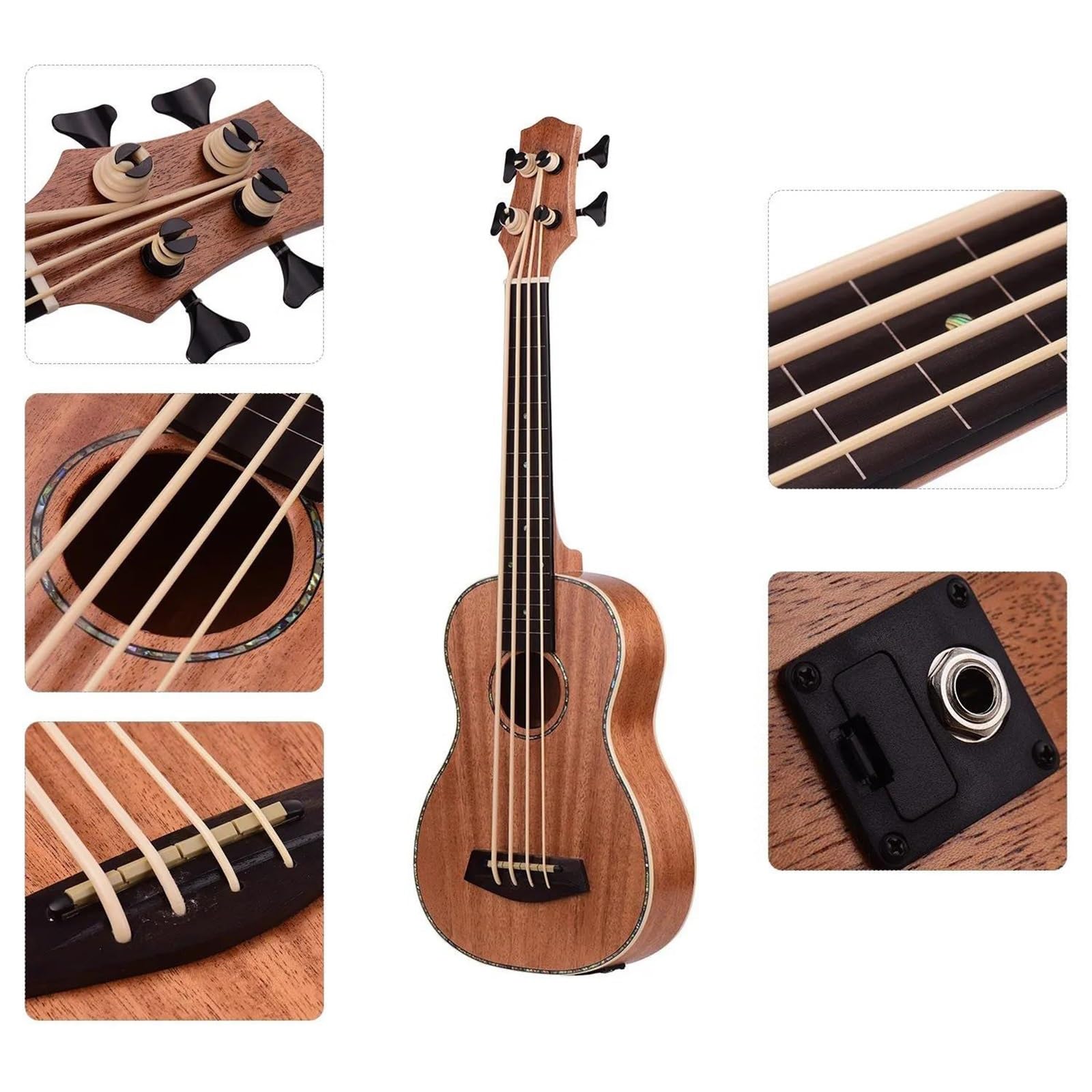 Ukulele 30 Calowe Ukulele Elektryczne Korpus Ze Sklejki Sapele Podstrunnica Z Gumowymi Strunami Wbudowany Tuner Korektor
