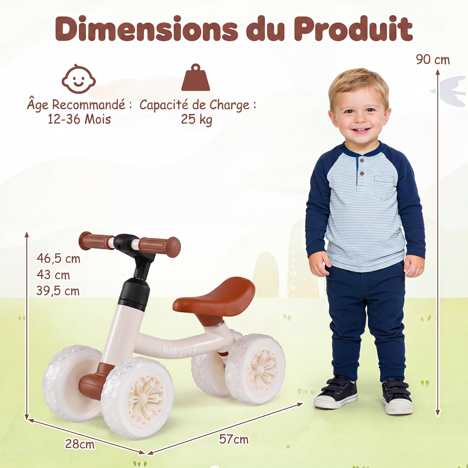 COSTWAY Draisienne Bébé 1-3 Ans avec 4 Roues Lumineuses, Cadeau