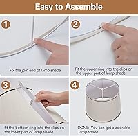 Vista 6 de Juego de 2 pantallas medianas para lámparas de mesa/de pie, pantallas de tambor de tela altas y medianas, 13" superior x 11" inferior x 10