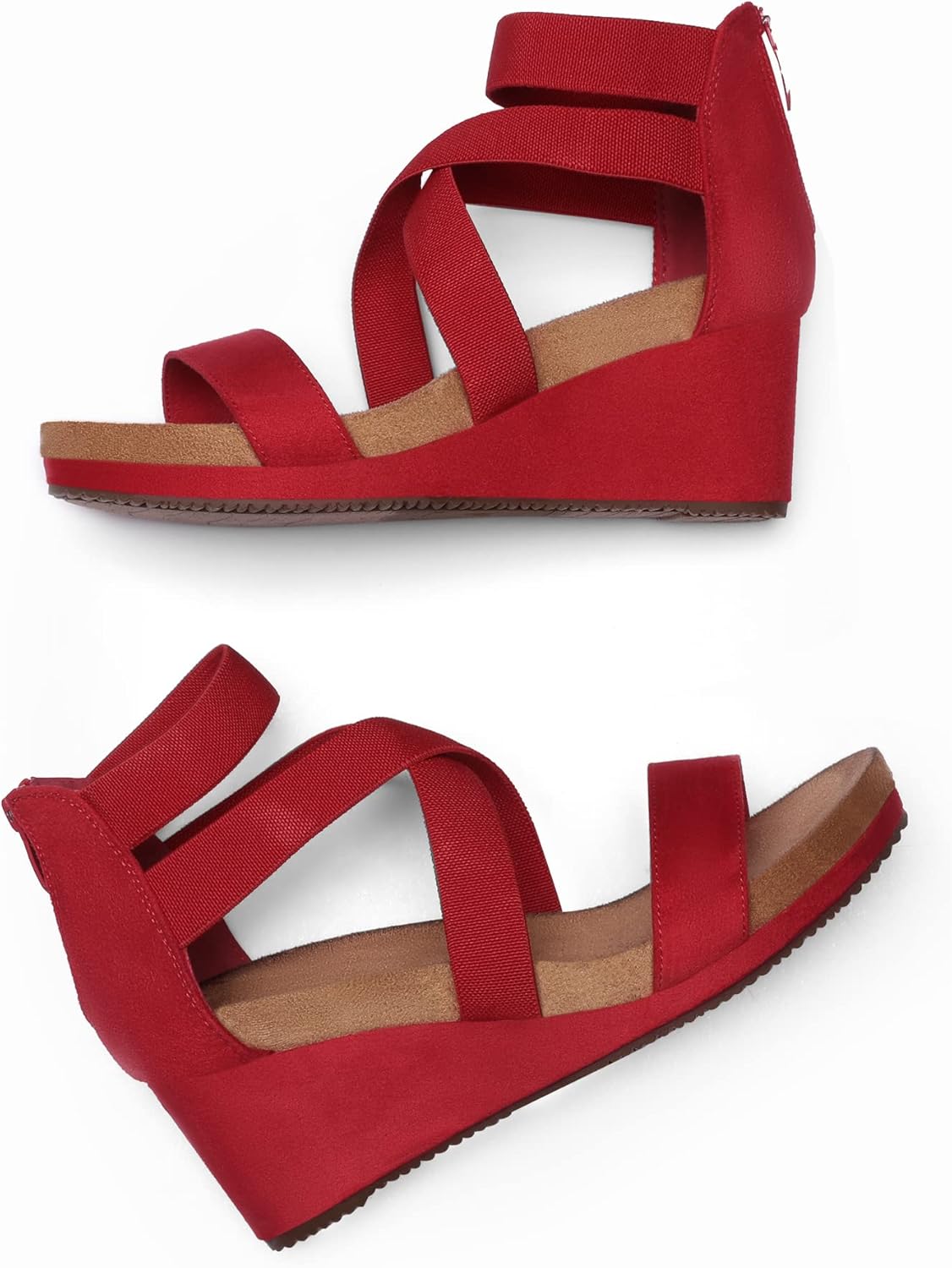 DREAM PAIRS Womens Elastic Ankle Strap Open Toe Platform Wedge Sandals Comfortable Summer Shoes - Image 3