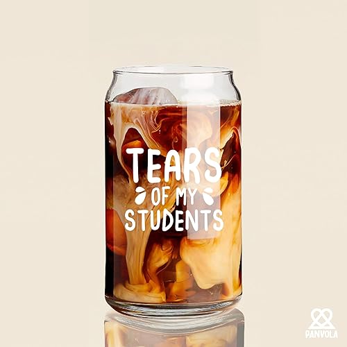 Miniatura 5 de Tears of My Students - Vaso de vidrio para profesores con tapas de bambú y pajita, vasos de café helado, regalos para profesores, vasos de cerveza,