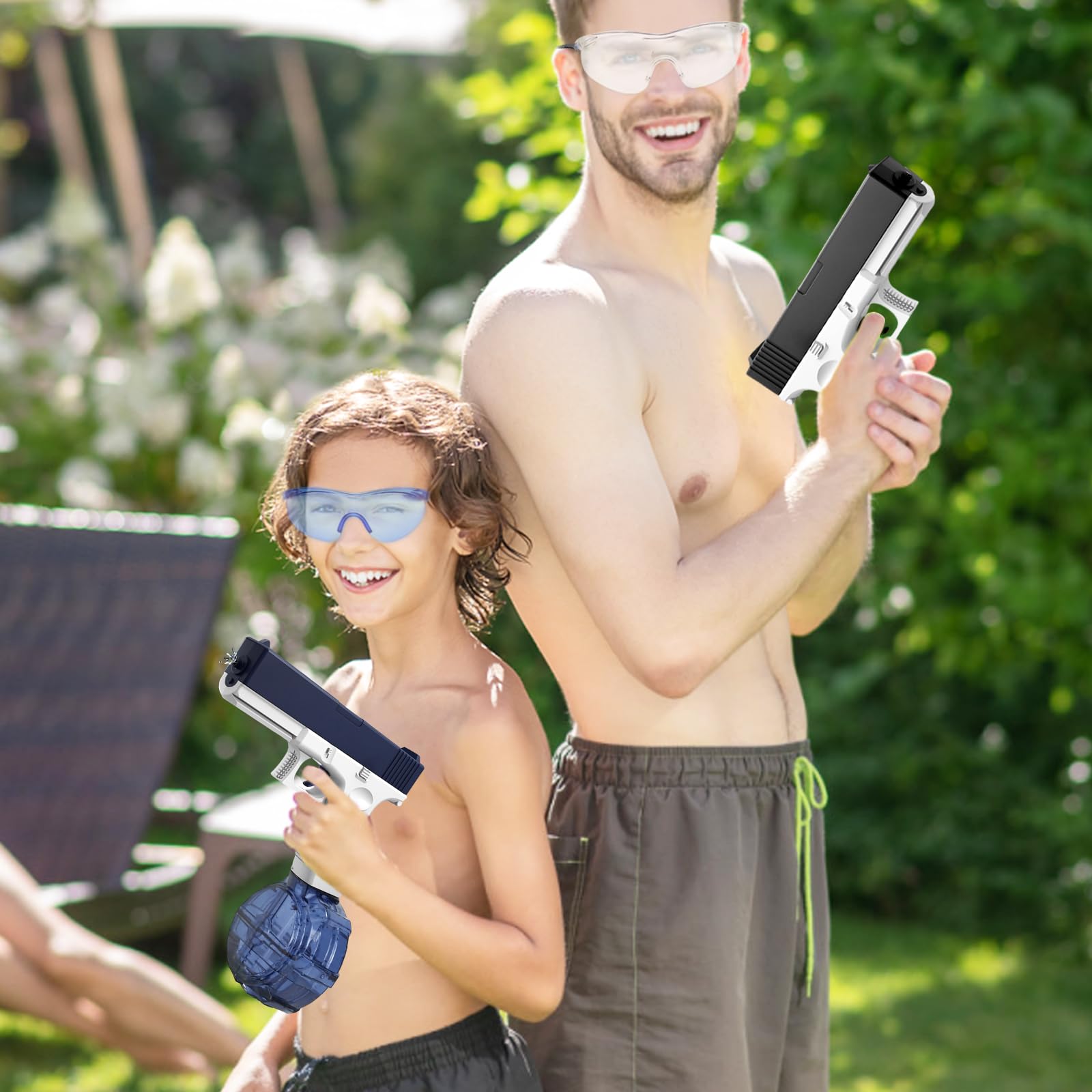 Pistola ad Acqua Elettrica, Pistola ad Acqua, Pistole ad Acqua per Bambini, Pistola Acqua, Pistola a Spruzzo ad Acqua Elettrica, Pistole d'acqua, Giocattolo per Combattimento, Estate, all'aperto (B)