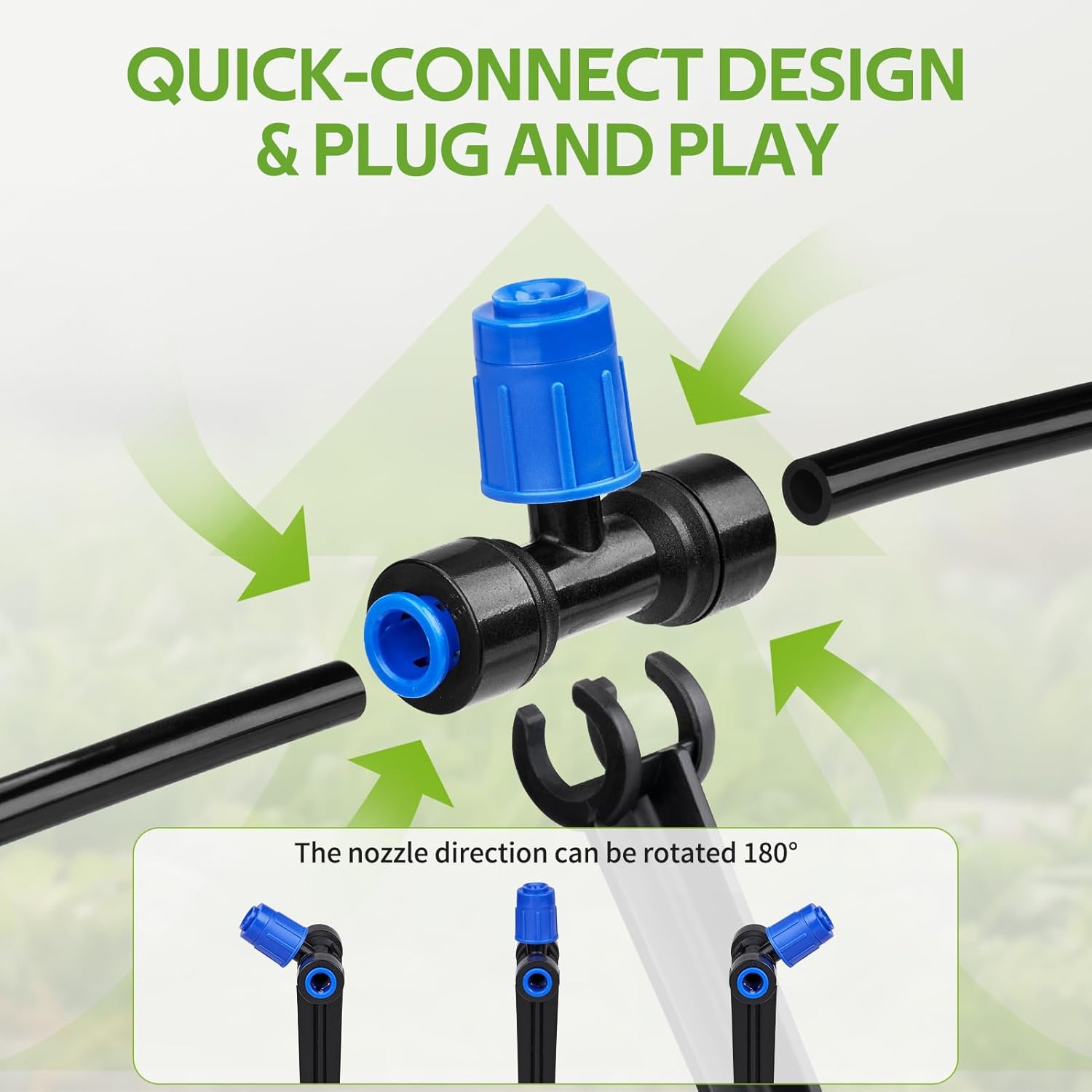 HIRALIY 140FT Quick Connect Garden Watering System with Adjustable Vortex Drippers, Saving Water Automatic Drip Irrigation Kit for Raised Bed and Plants Vegetable Garden