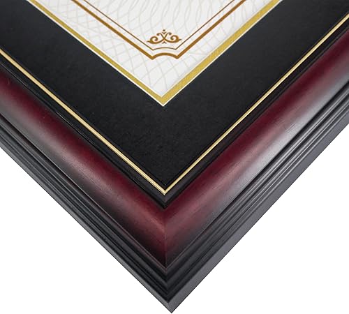 Miniatura 6 de GraduationMall Marco de diploma de madera de cerezo de 11 x 17 pulgadas con soporte de borla para documentos de certificado de 8.5 x 11, vidrio