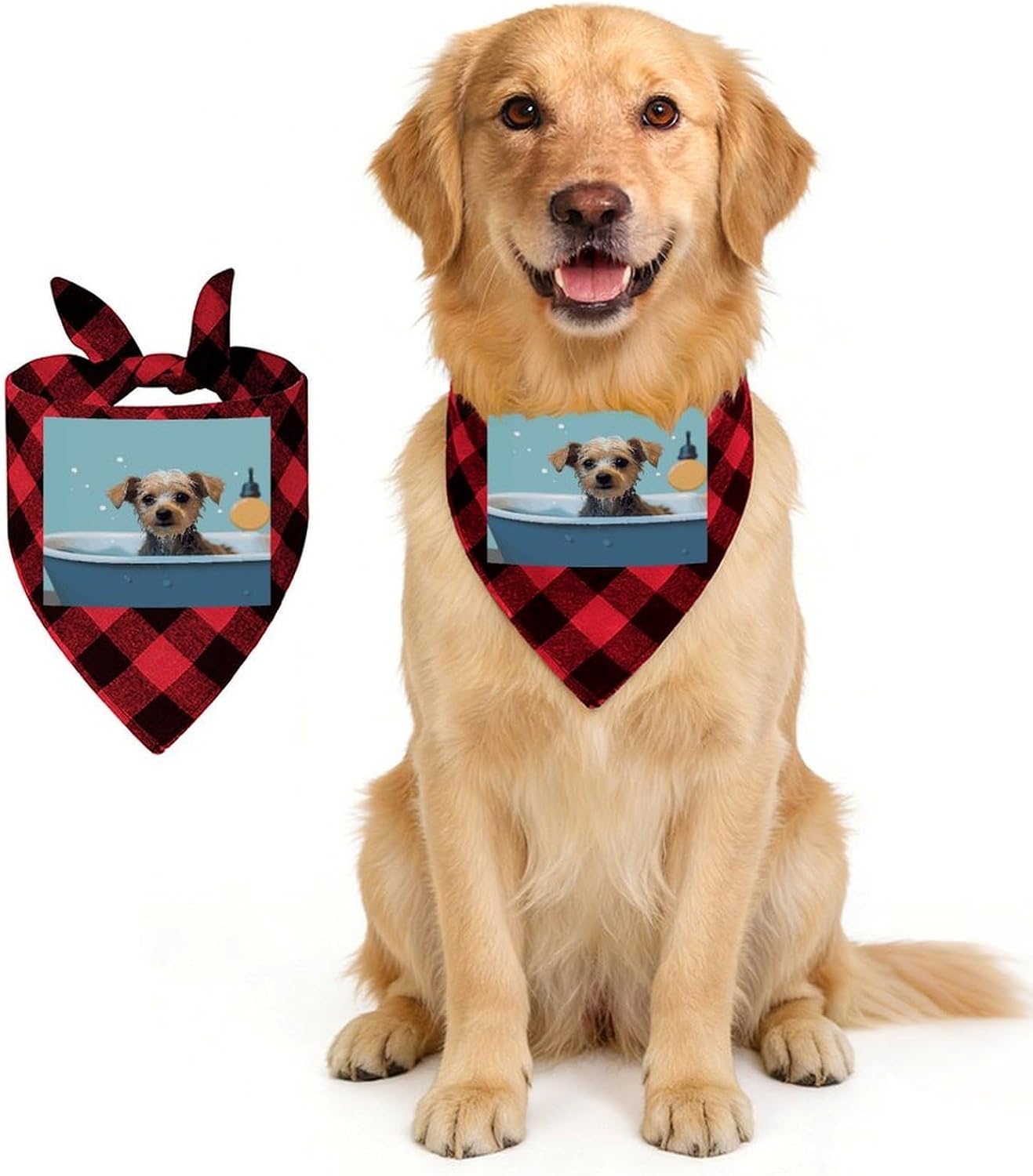 Funny Dog in Bathtub Dog Bandanas for Small Medium Large Dogs Cats image 4