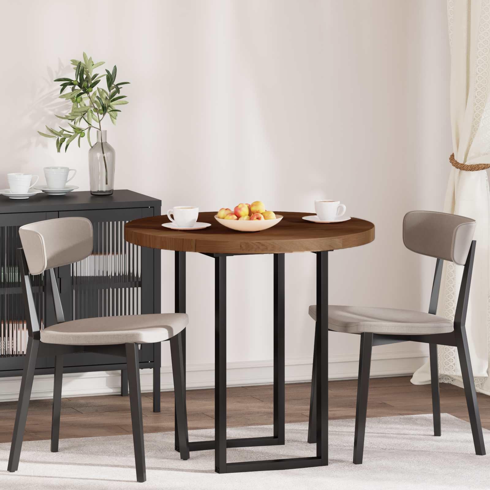 Plateau de table rond chêne massif rustique prestige 80cm