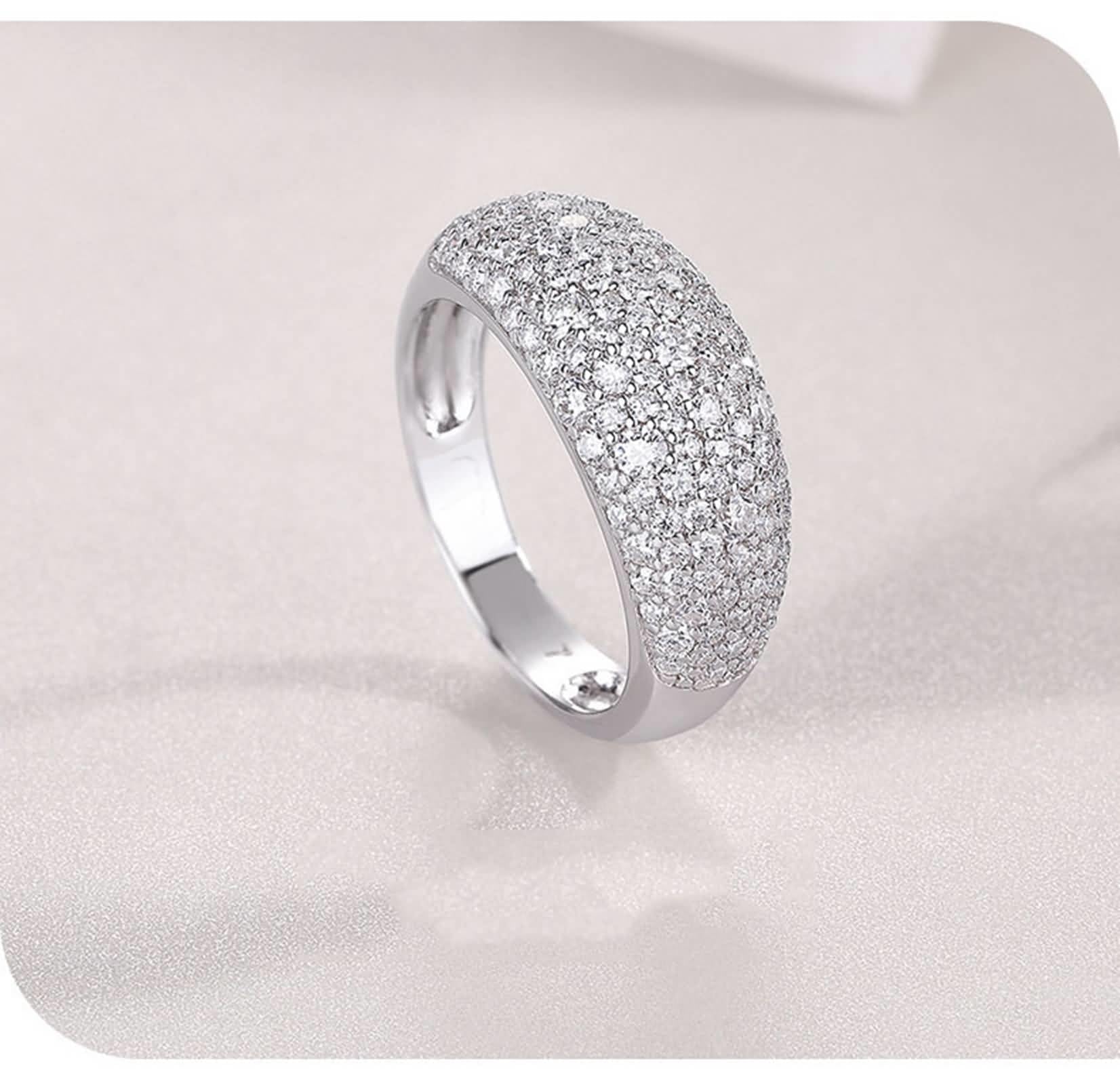 Moissanite pierścionek z białego złota, pierścionek zaręczynowy, pierścionek ślubny z moissanite