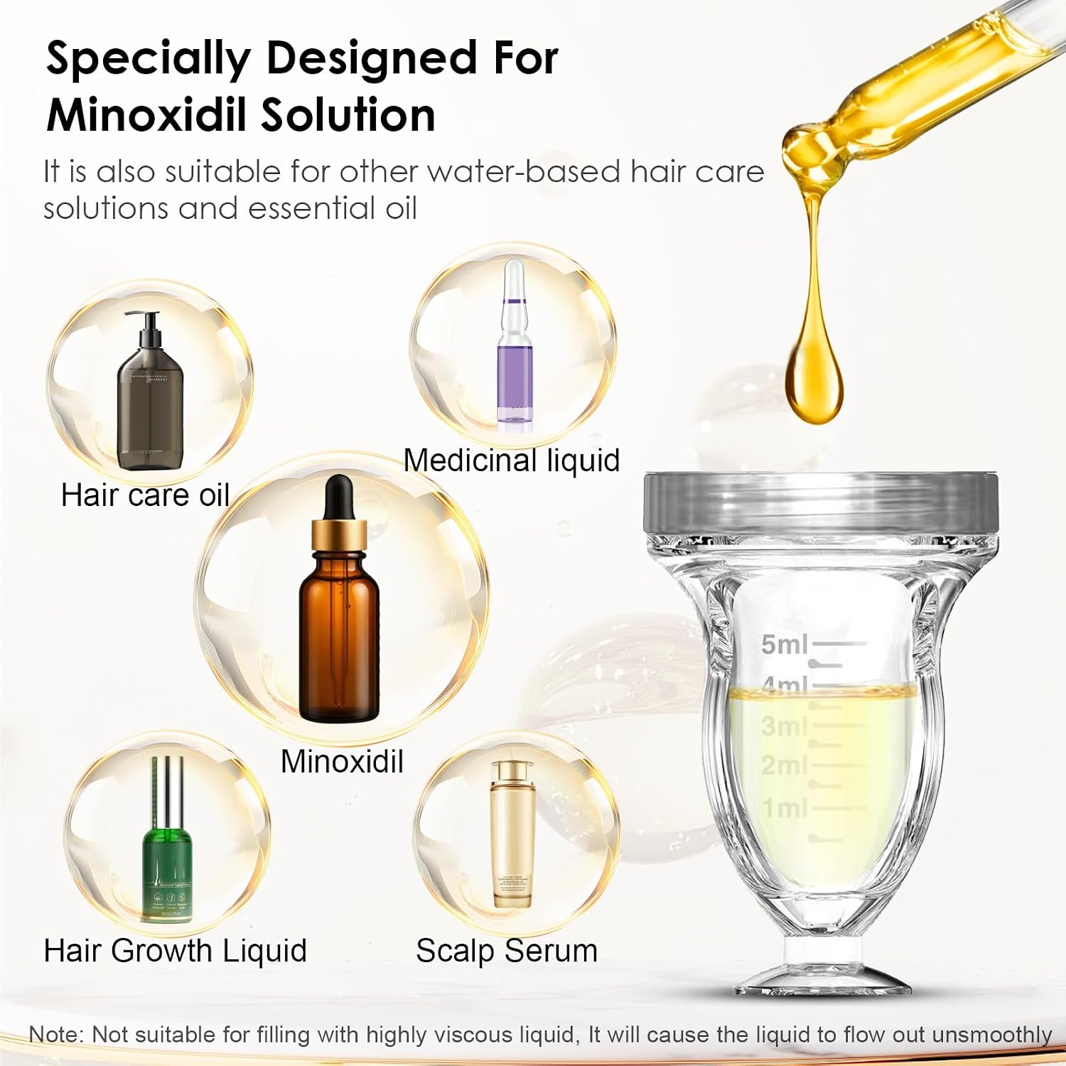 Minoxidil Applicator & Scalp Massager for Hair Growth - Precision Root Delivery for Deep Absorption, Suitable for Quickly Applying Hair Oils, Serums, Liquid，Reduce Waste & Maximize Results(5ml)