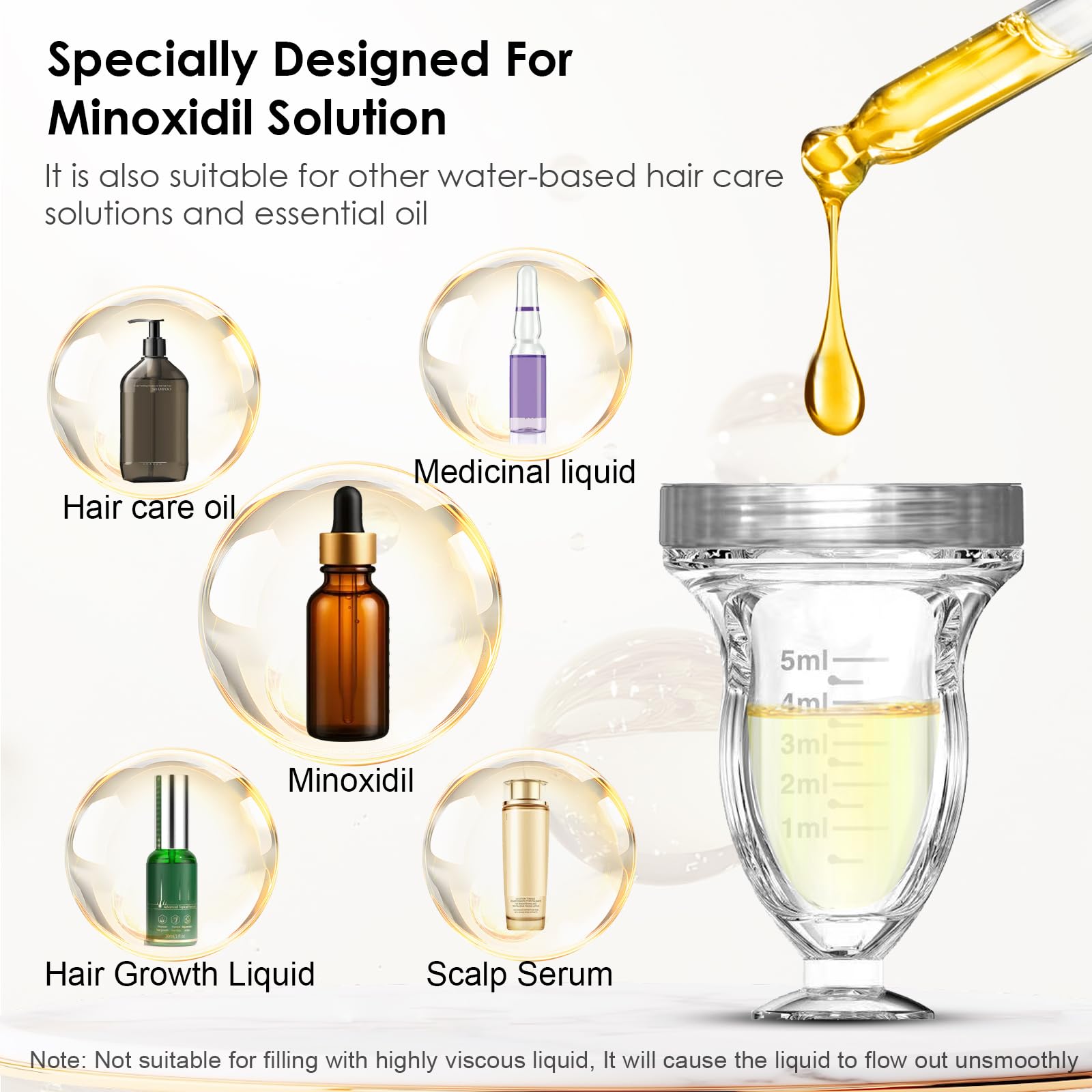 Aplicador de minoxidil, aplicador de aceite para el cabello, peine de suero para cuero cabelludo, aplica el líquido directamente al cuero cabelludo, herramienta auxiliar para el crecimiento del