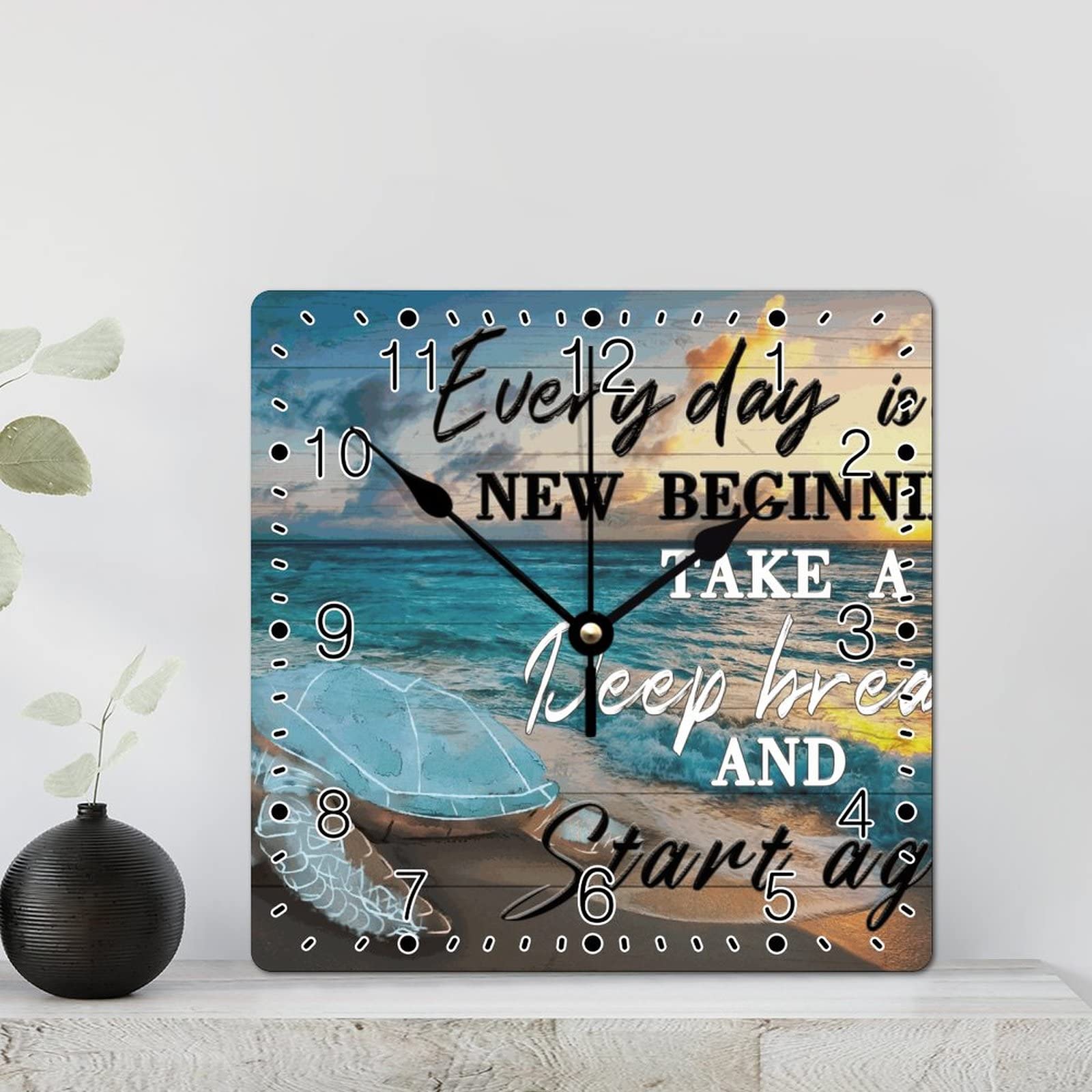Horloge murale tortue de mer 30,5 cm au design rustique et spirituel chic