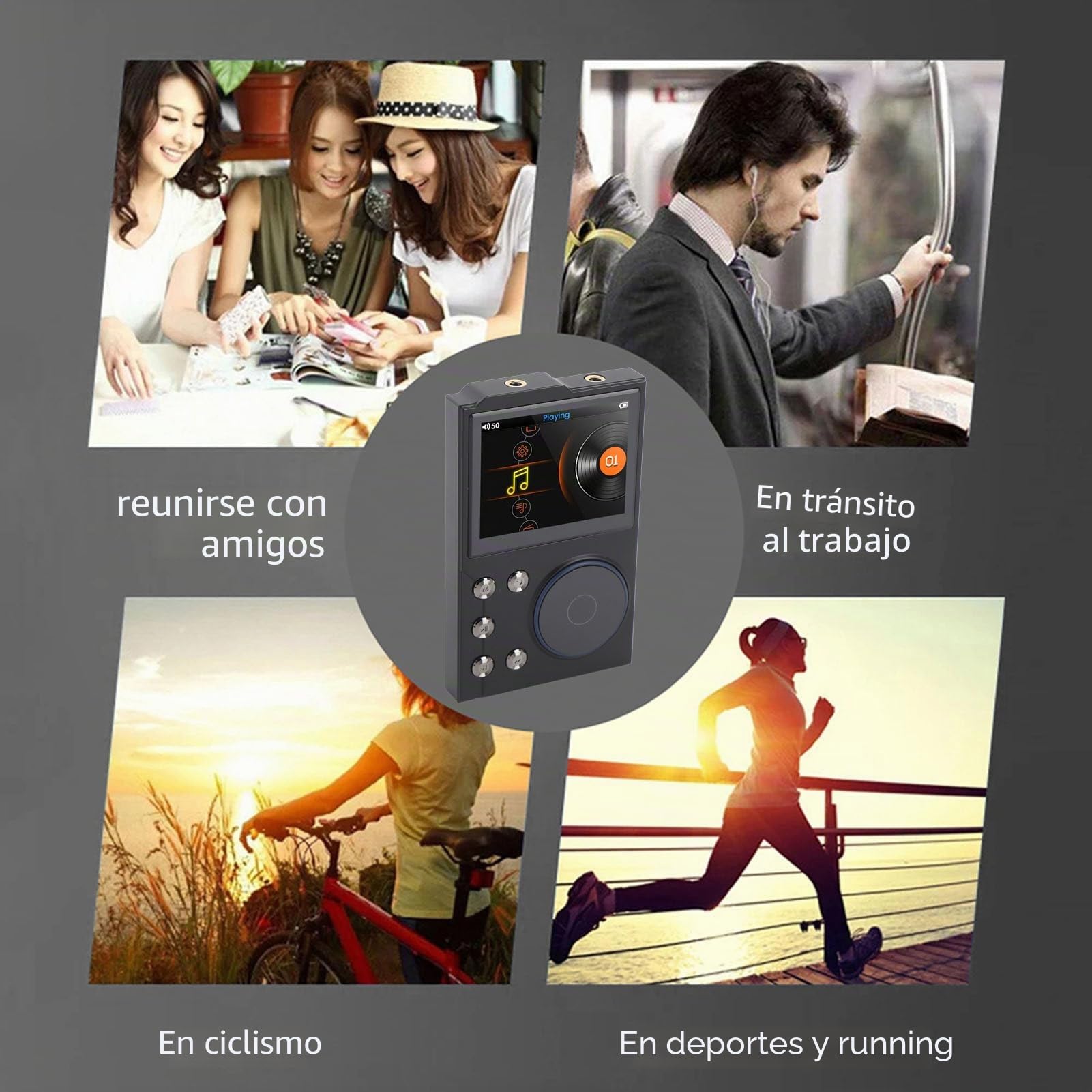 MP3 Player Bluetooth 5.3 HiFi DSD DAC Hi -Res FLAC Música Digital Player 2.4 Pulgadas Pantalla HD con una Tarjeta de Memoria de 16 GB Admite hasta 256 GB