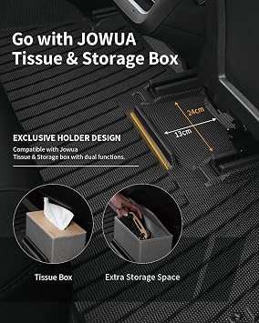 JOWUA All-Weather Floor Liners for Model 3 2023-2017 with Tissue Box Bundle
