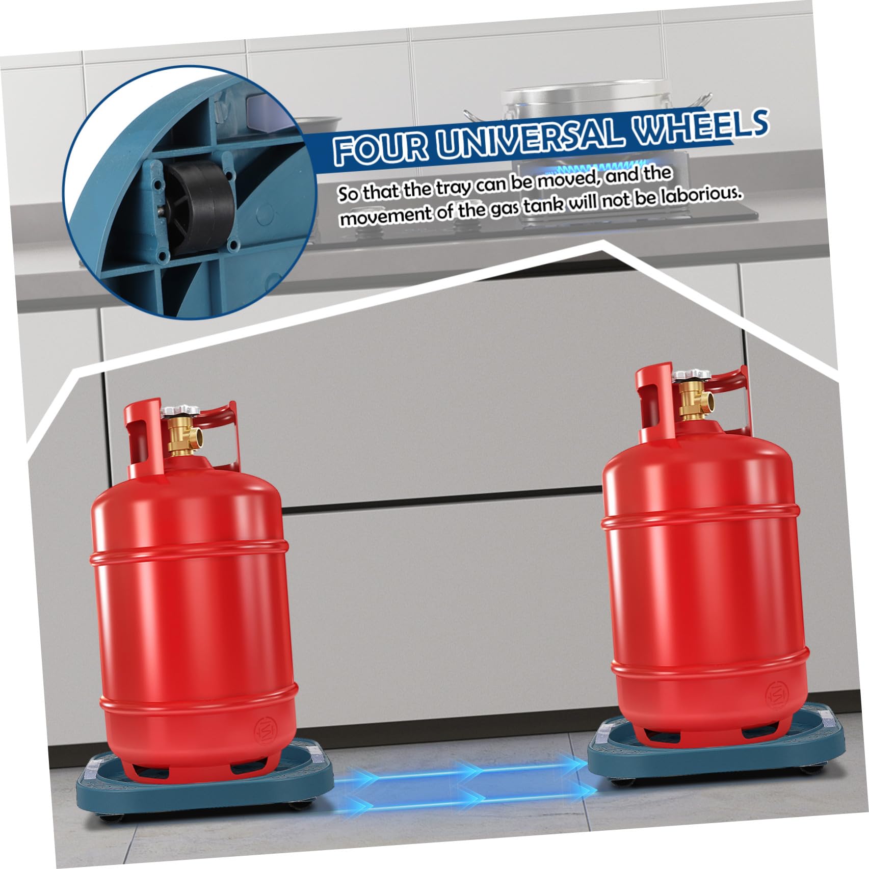 Generico Armadietto Porta Bombole Gas Esterno Base Portabombola Gas Rotonda in Plastico e Acciaio Inossidabile Supporto Mobile per Cucine Familiari e Ristoranti