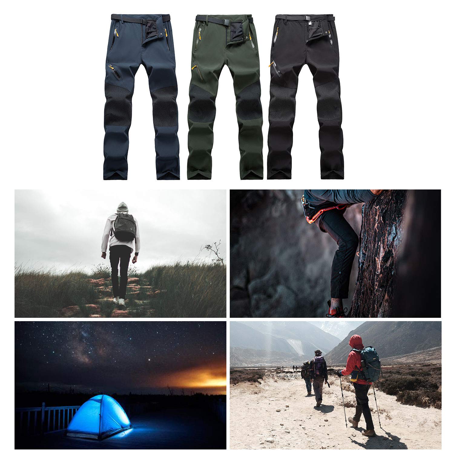 de Los Hombres Exterior Pantalones Ligeros Secado Rápido Senderismo Caza Pantalones de Pesca con Cinturón