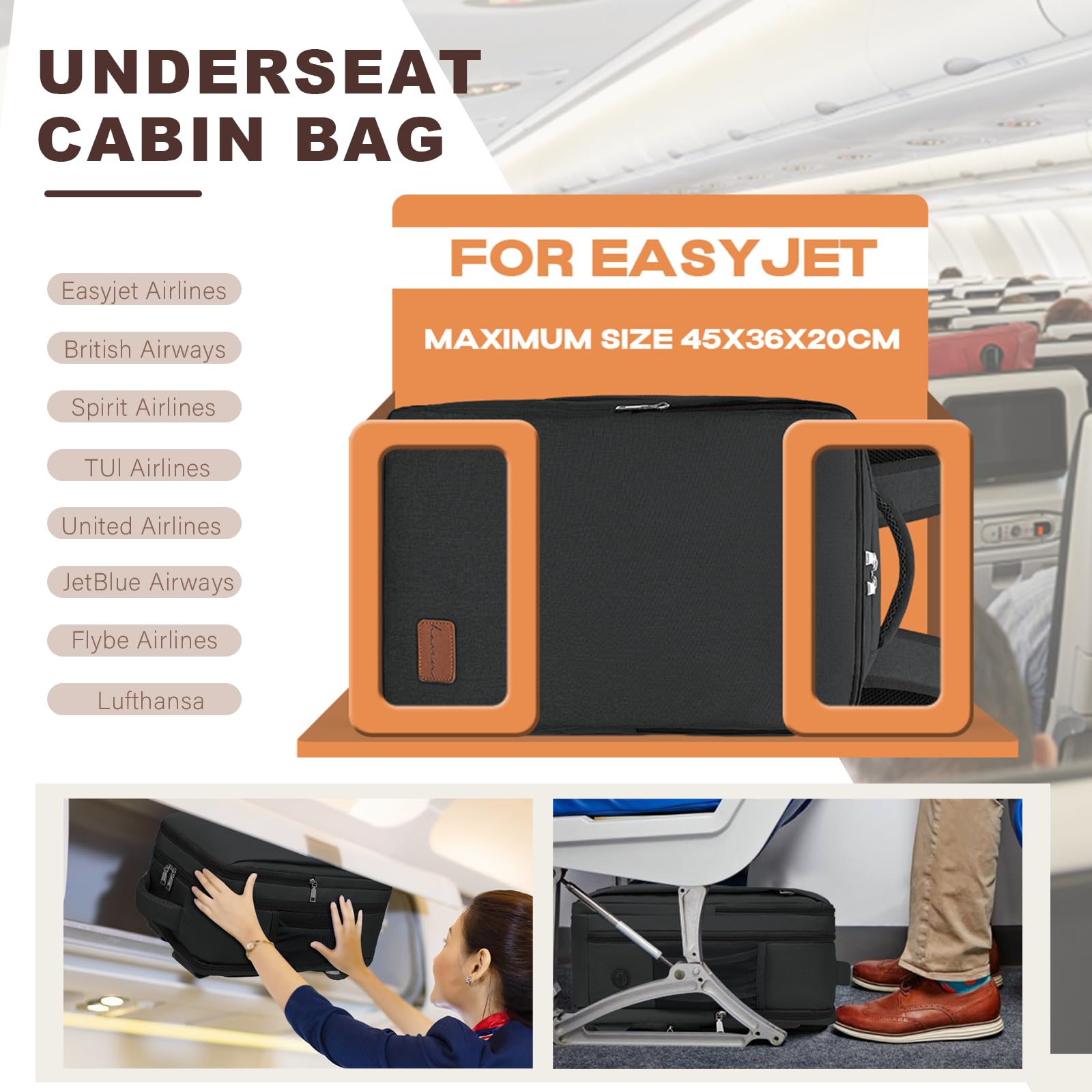 Xkdoai Zaino da Viaggio 45x36X20 per Easyjet Zaino da Viaggio Aereo Bagaglio a Mano Zaino Uomo Porta PC 15.6 pollici Antifurto Zaino Donna per Università Casual Backpack