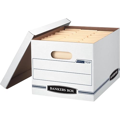 Bankers Box 4-Pack Basic-Duty File Storage Box with Lid, Letter/Legal