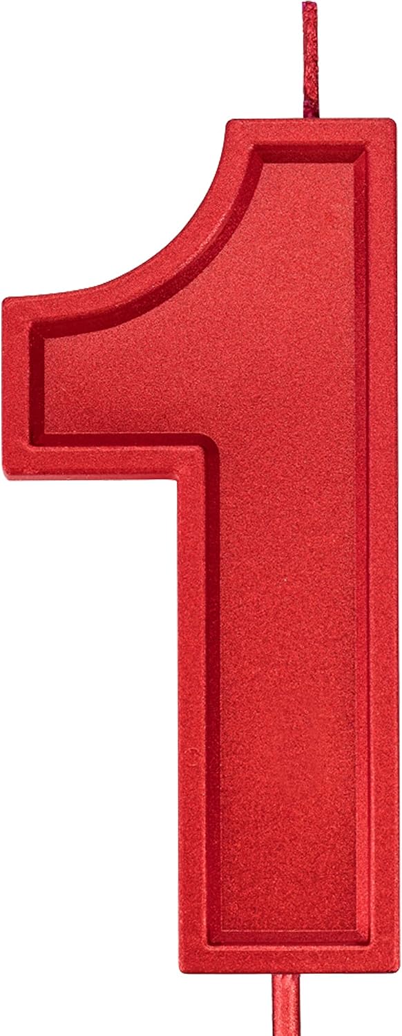 3.93in Big Size Happy Birthday Metallic Red 1 Candles, Happy Birthday Cake Cupcake Toppers Decoration and Celebrating for Adults/Kids Party or Family Baking (3.93in red Number 1)