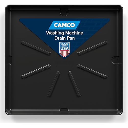 Camco Washing Machine Drain Pan - Features a Durable Plastic Construction, 1-inch/1.5-inch PVC Drain Fitting, and Measures 30-inches (L) x 32-inches (W) x 2 ½-inches (H) (OD) (20750)