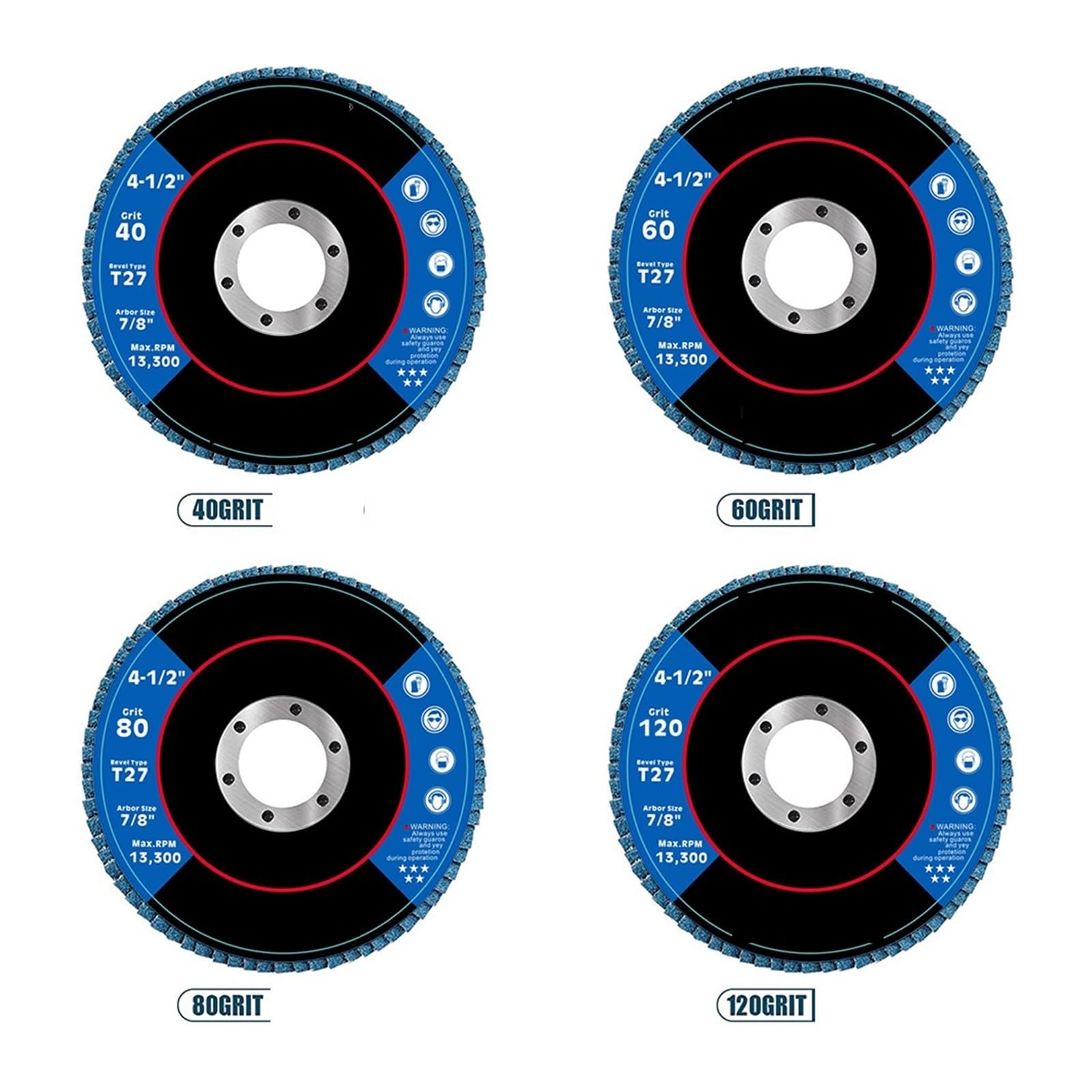 2/10 Pezzi Dischi lamellari da 4.5 Pollici 115mm Dischi abrasivi in ​​zirconio Disco for lucidatura smerigliatrice angolare for Mola da Taglio in Legno Metallo(Z516B,Grit 80)
