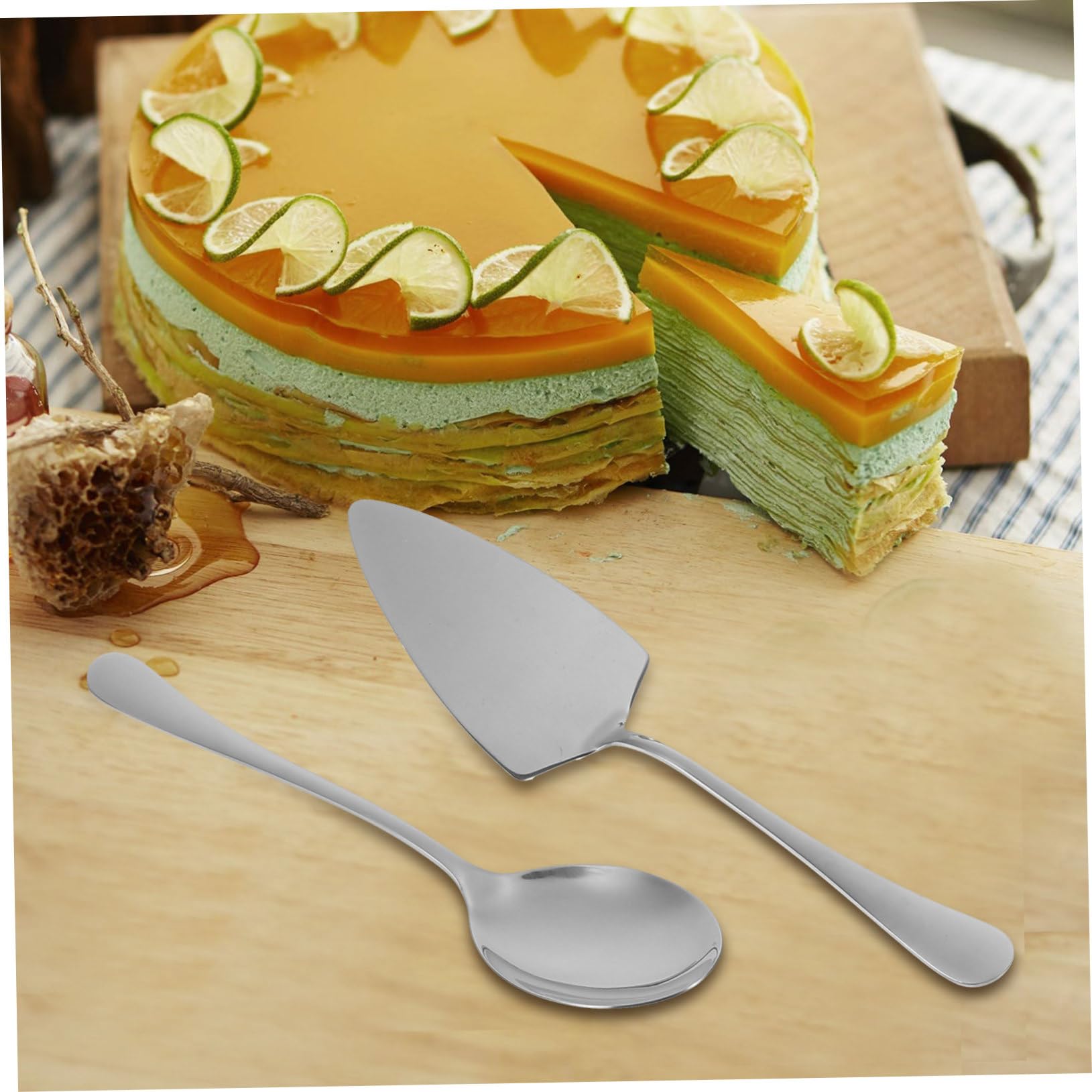 Mipcase Set Posate per Dolci in Acciaio Inox 6 Pezzi, Kit Utensili da Portata Spatola e Coltello per Torta, Adatto a Ristoranti, Buffet e Uso Domestico