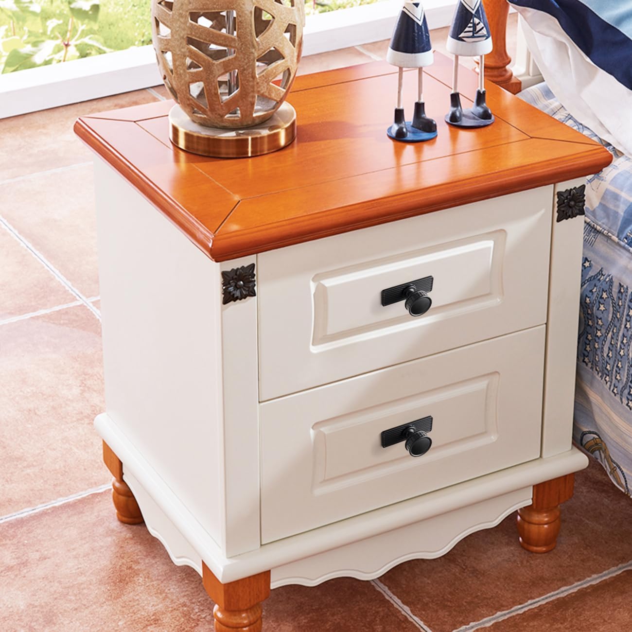 Goo-Ki 6 Pack Matte Black Cabinet Knobs with Back/Base Plate Zinc Alloy Kitchen Hardware - Modern Black Drawer Knob Single Hole/Screw Bar Cabinet Pulls with Spacer