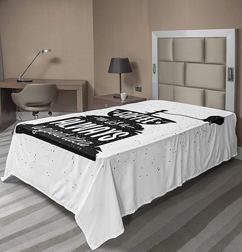 Miniatura 3 de Ambesonne Saying - Sábana encimera, silueta de cafetera con silueta de cafetera con texto en inglés "Always an Idea", tipografía grungy, suave y