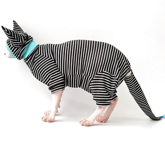 Foto 2 de 7 de UOSIA Ropa para Gatos Sphynx, Pijamas con Gorro y Cubierta para la Cola