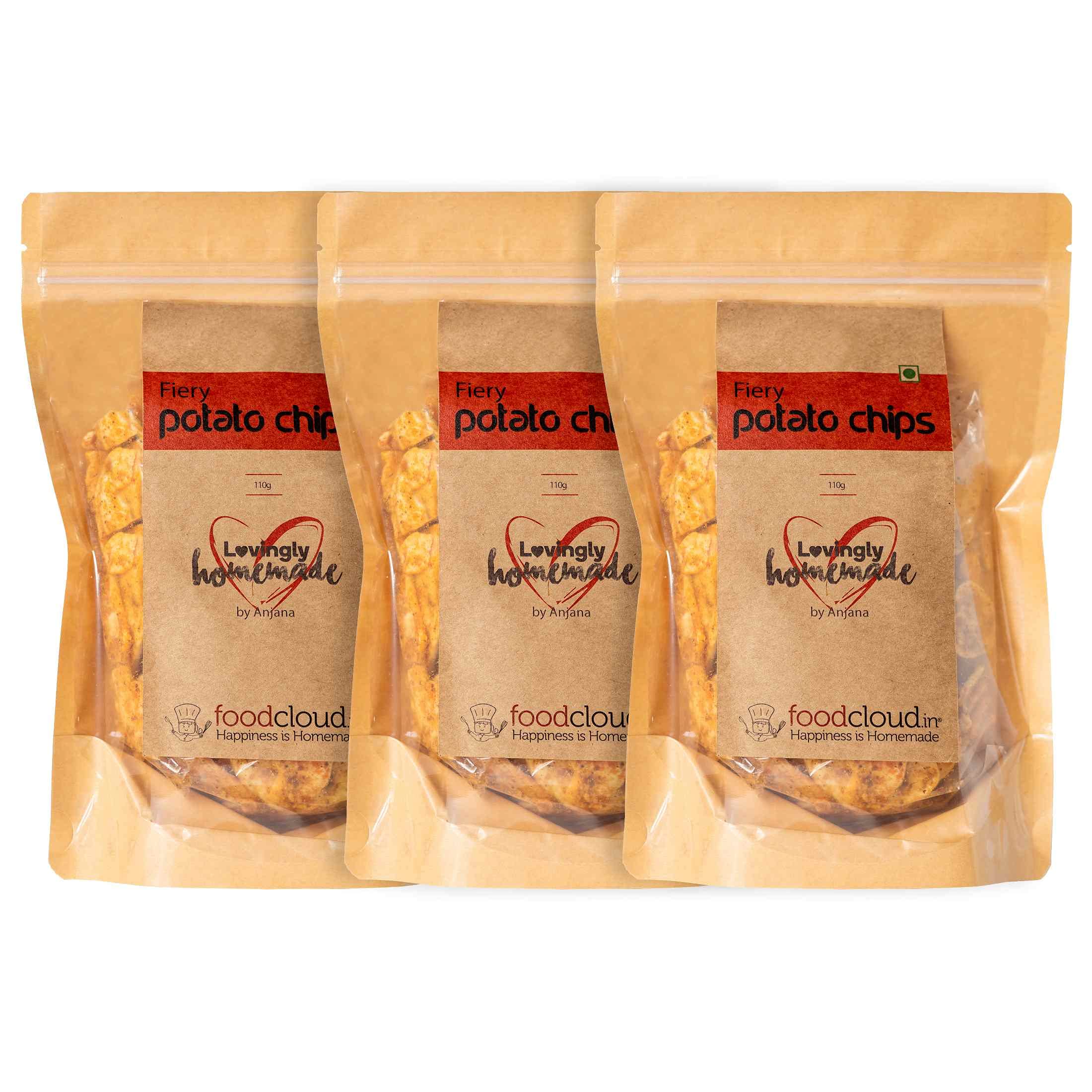 FOODCLOUD.IN Munchies - Fiery Potato Chips, Super Spicy Vegan Gluten Free Snacks 330G (Pack of 3, 110 G Each) (B08WCMDL9F) Amazon Price History, Amazon Price Tracker