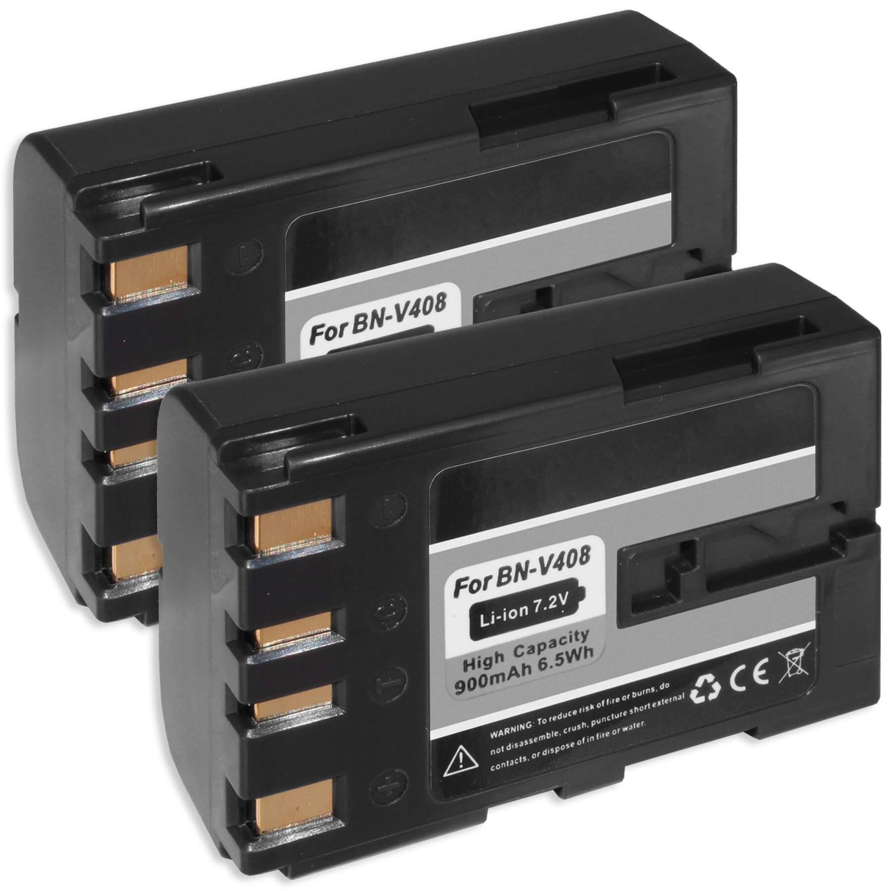 2X Batteries BN-V408/V408U pour JVC GR-D50K, D70K, D90K, D230 DV1800, DV2000, DV3000 DV2000U