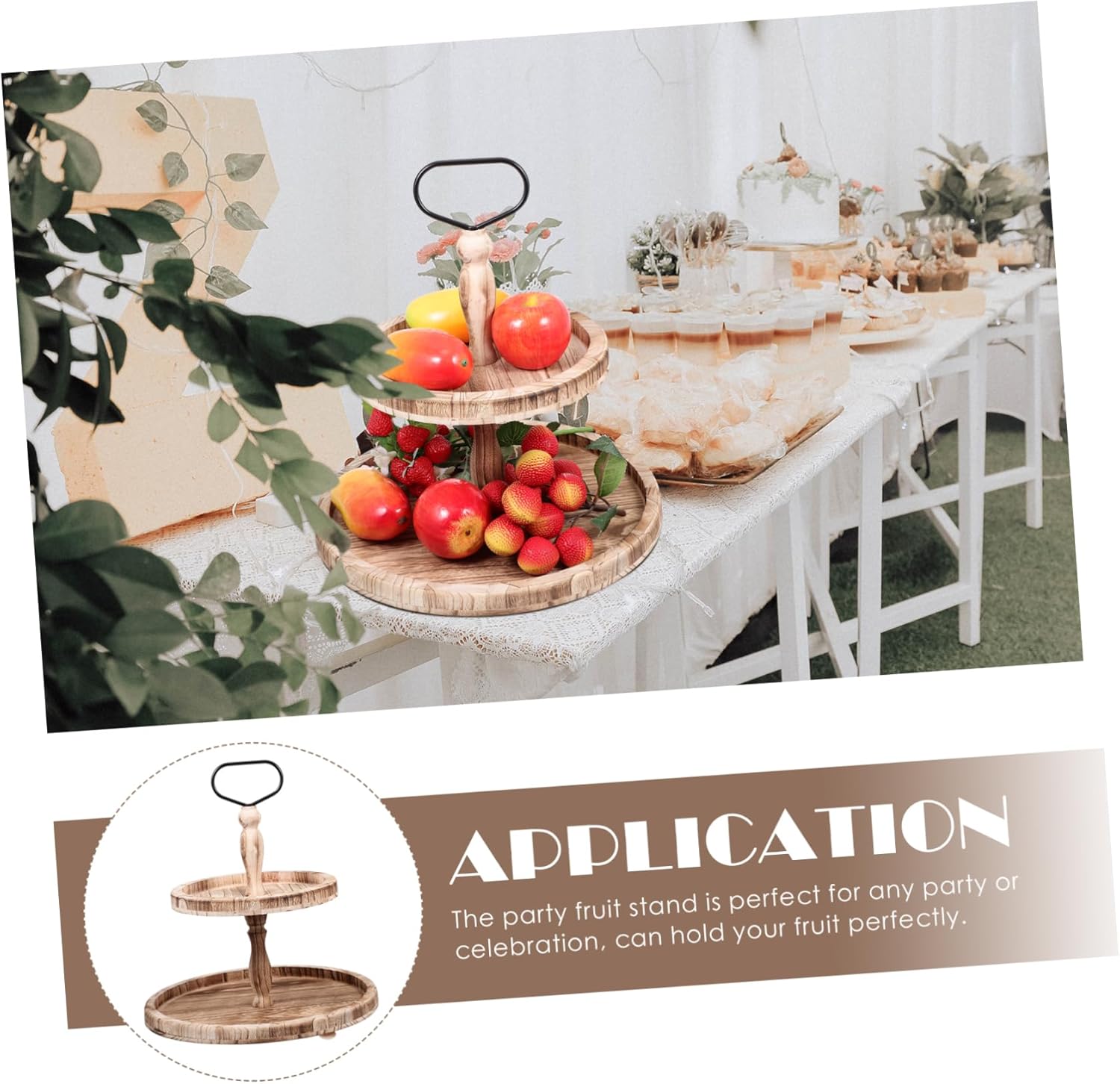 1set Retro Style Vintage Farmhouse Tiered Tray Stand for Cupcakes Fruit