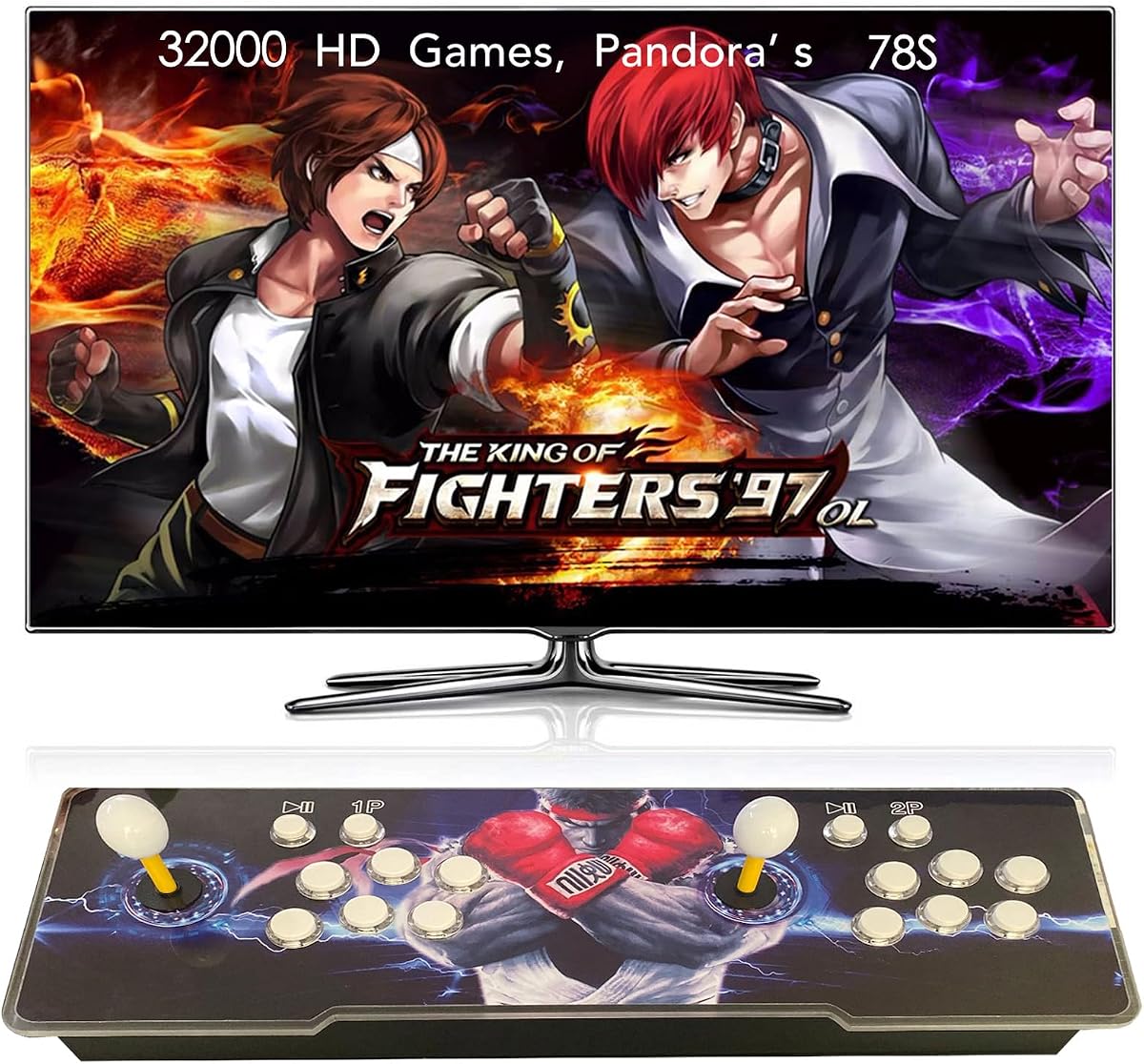 [32000 in 1] 78S Pandora Box Retro Games Arcade Game Console with Two Separate Host for PC & Projector & TV 3D Games 1-4 Players Category Favorite List Save/Search/Hide/Pause/Delete Game