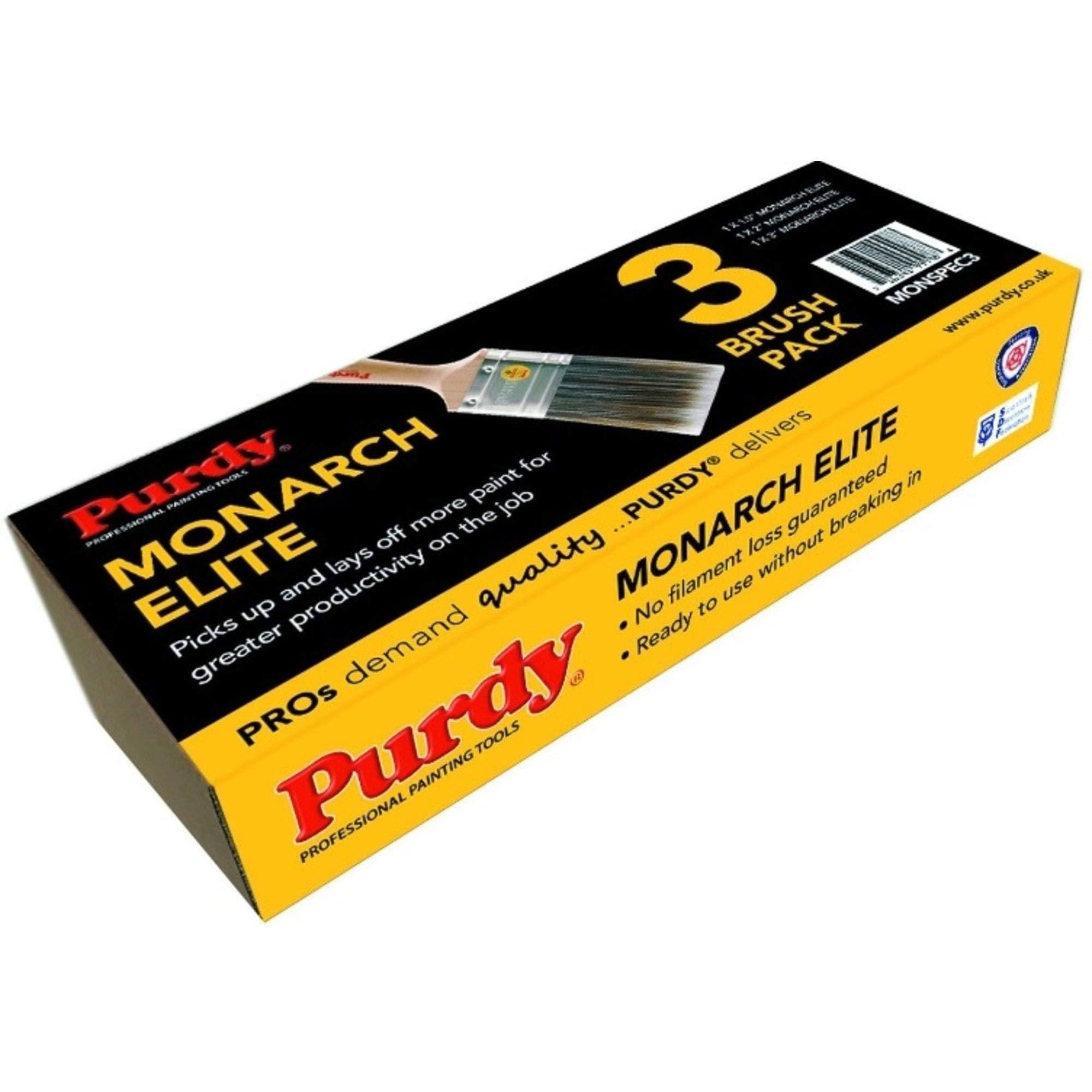 Purdy PURMONSPEC3 Monarch Elite zestaw pędzli do malowania, 3-częściowy, sierść zwierzęca, brązowy, L