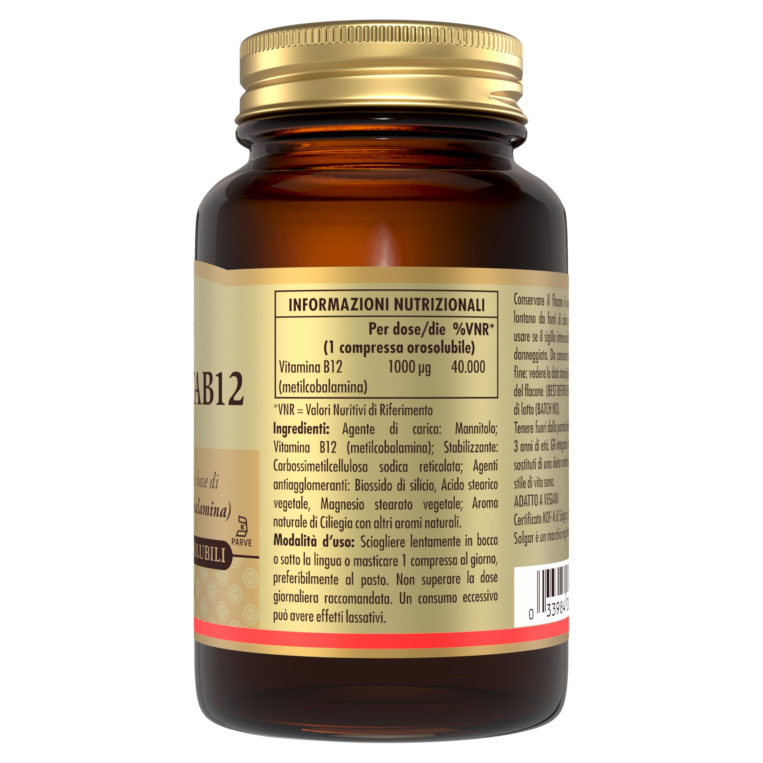 Solgar VITA METAB12 – Vitamina B12 metilcobalamina 1000 mcg, compresse orosolubili, 30 cpr