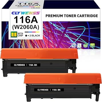 Compatible 116A Black Toner Cartridge Replacement for HP 116A W2060A for HP Color Laser MFP 178nw 178nwg 179fnw 179fwg 150a 150nw Printer Black, 2-Pack
